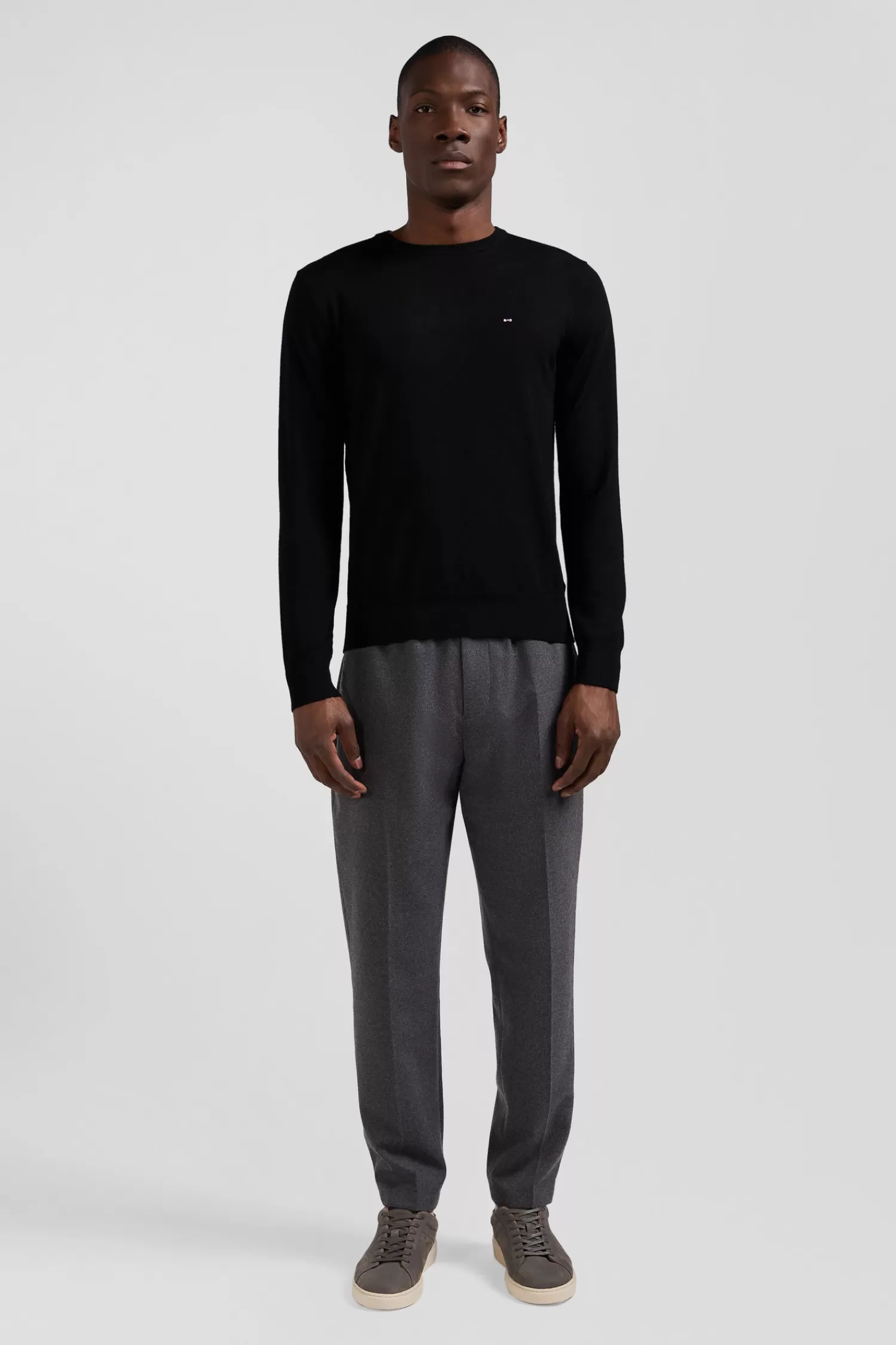 Eden Park Regular black merino wool V-neck jumper< Sweaters