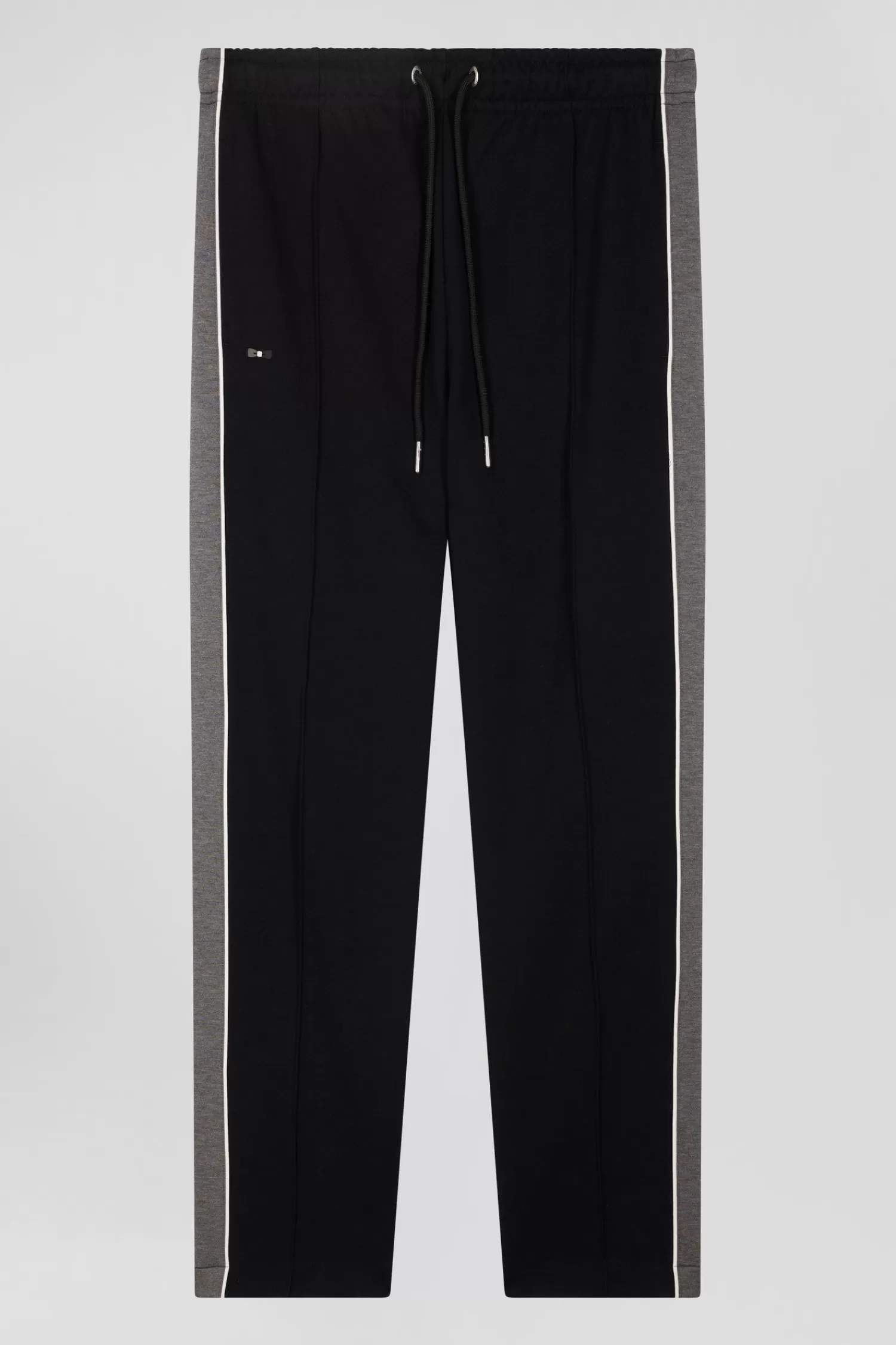 Eden Park Regular black mixed cotton jogging bottoms with leg piping< Pants
