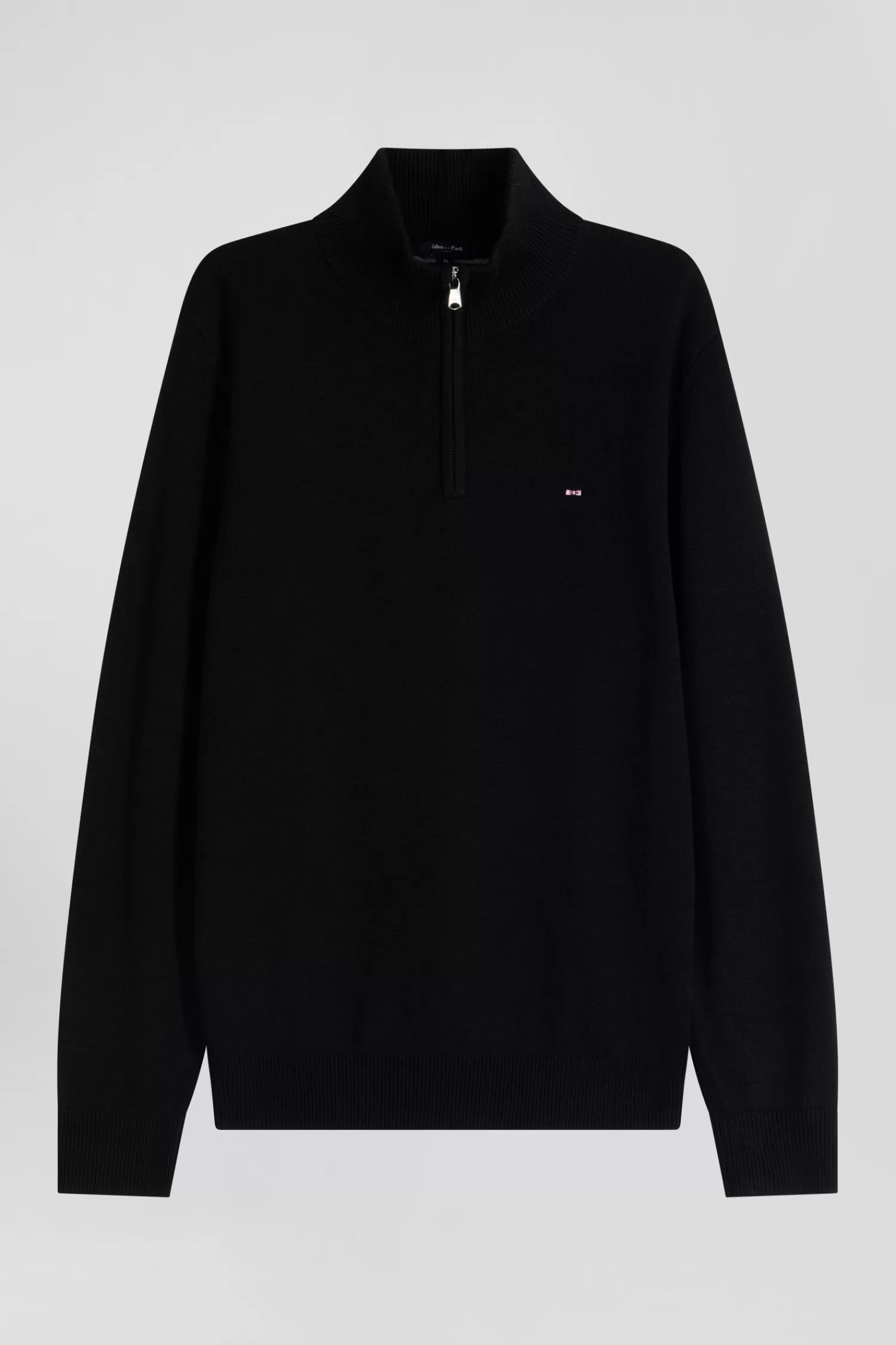 Eden Park Regular black semi-zipped wool and cotton jumper< Sweaters