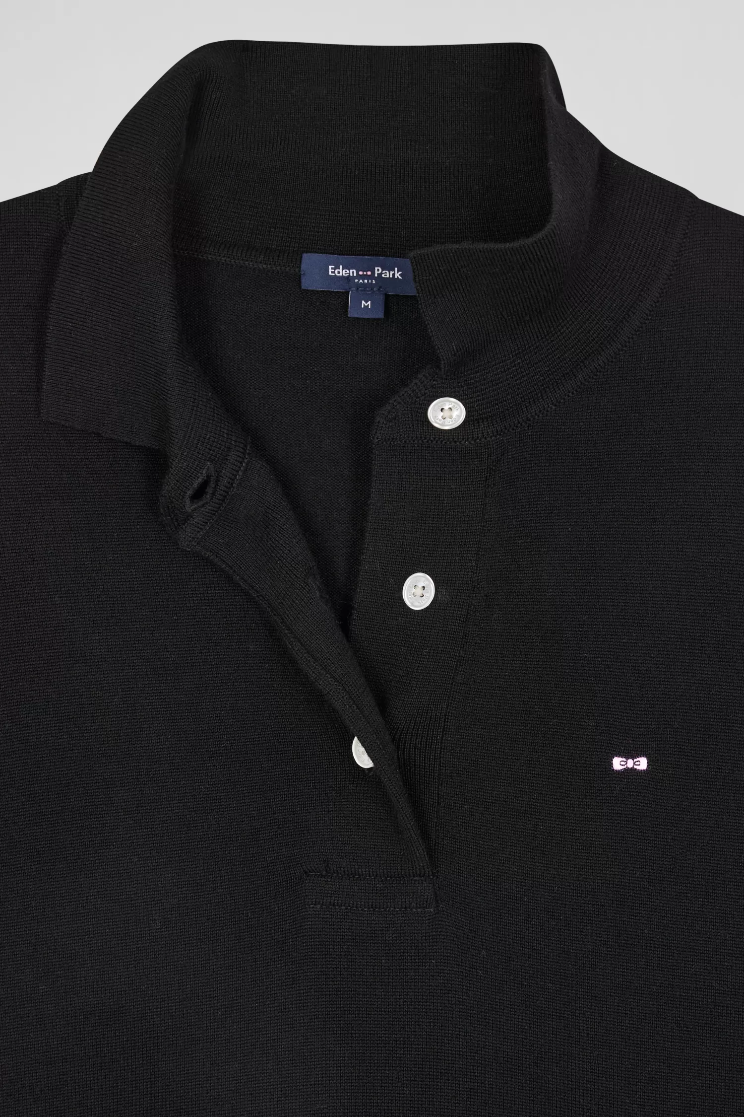 regular_black_shortsleeved_wool_polo_neck_jumper_6.webp Eden Park Regular black short-sleeved wool polo neck jumper<Women Sweaters