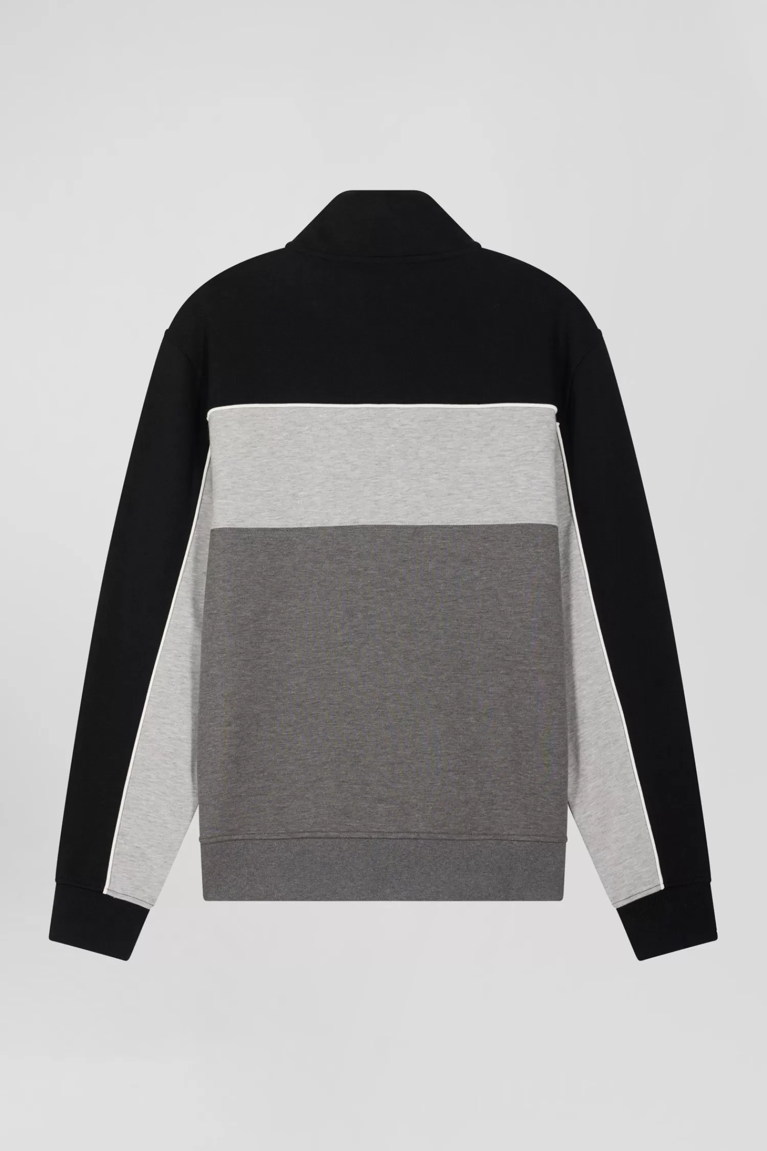 Eden Park Regular black tricolor zipped cotton blend sweatshirt< Sweatshirts