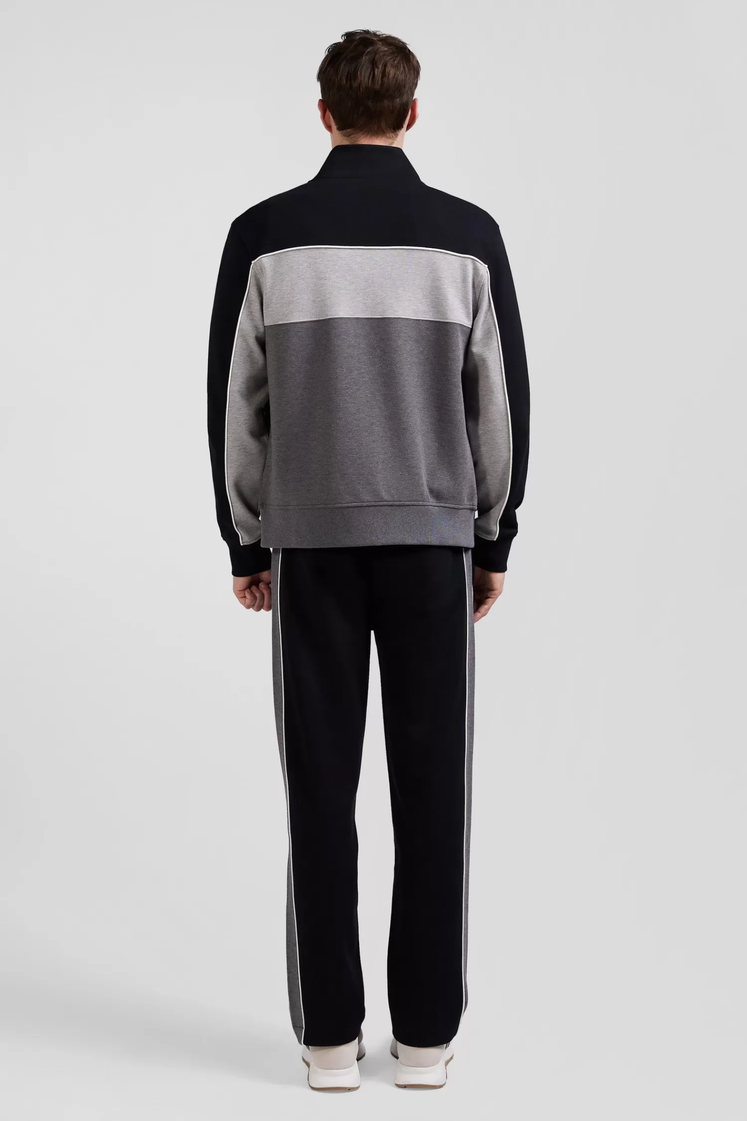 Eden Park Regular black tricolor zipped cotton blend sweatshirt< Sweatshirts