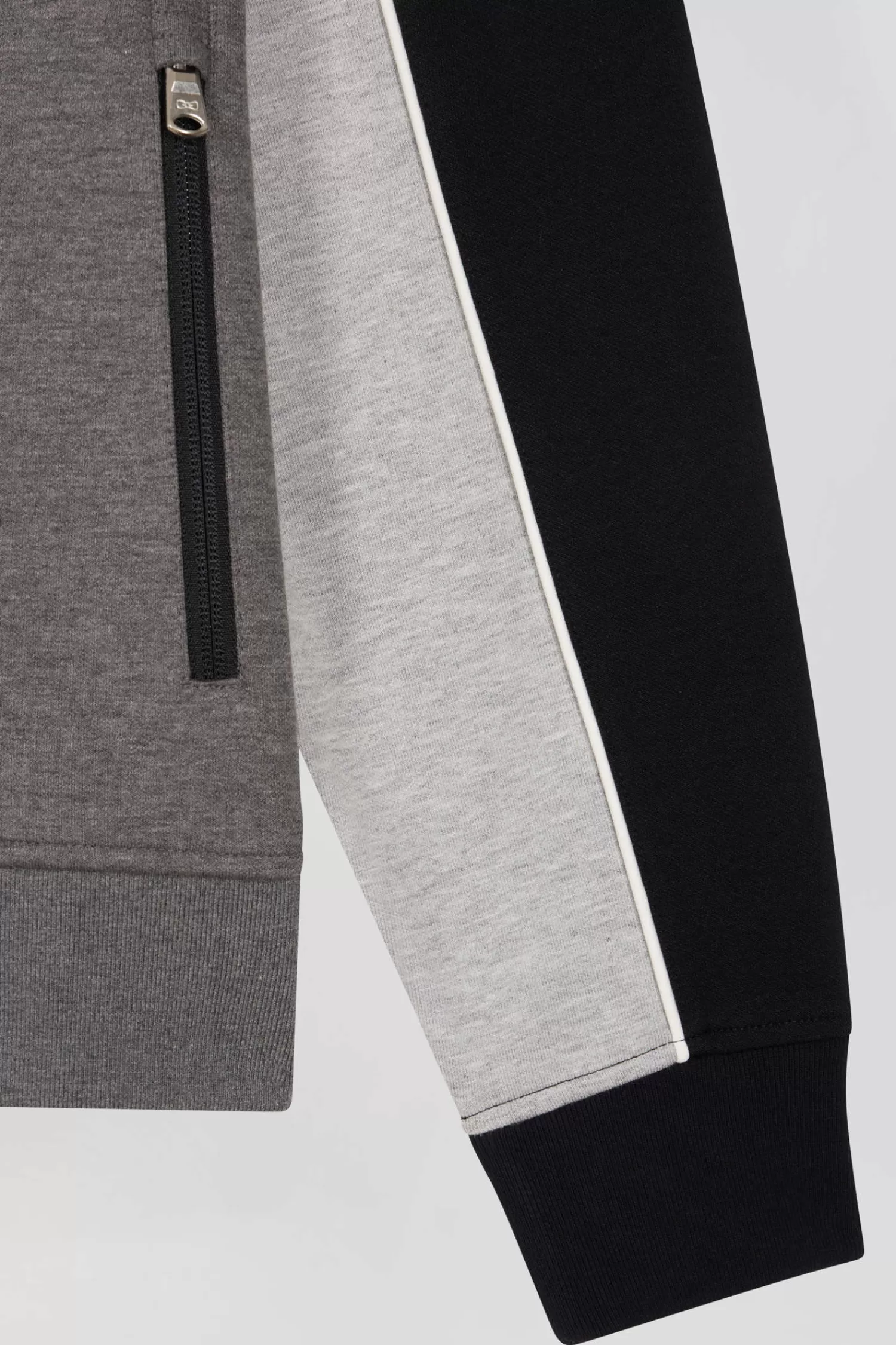 Eden Park Regular black tricolor zipped cotton blend sweatshirt< Sweatshirts