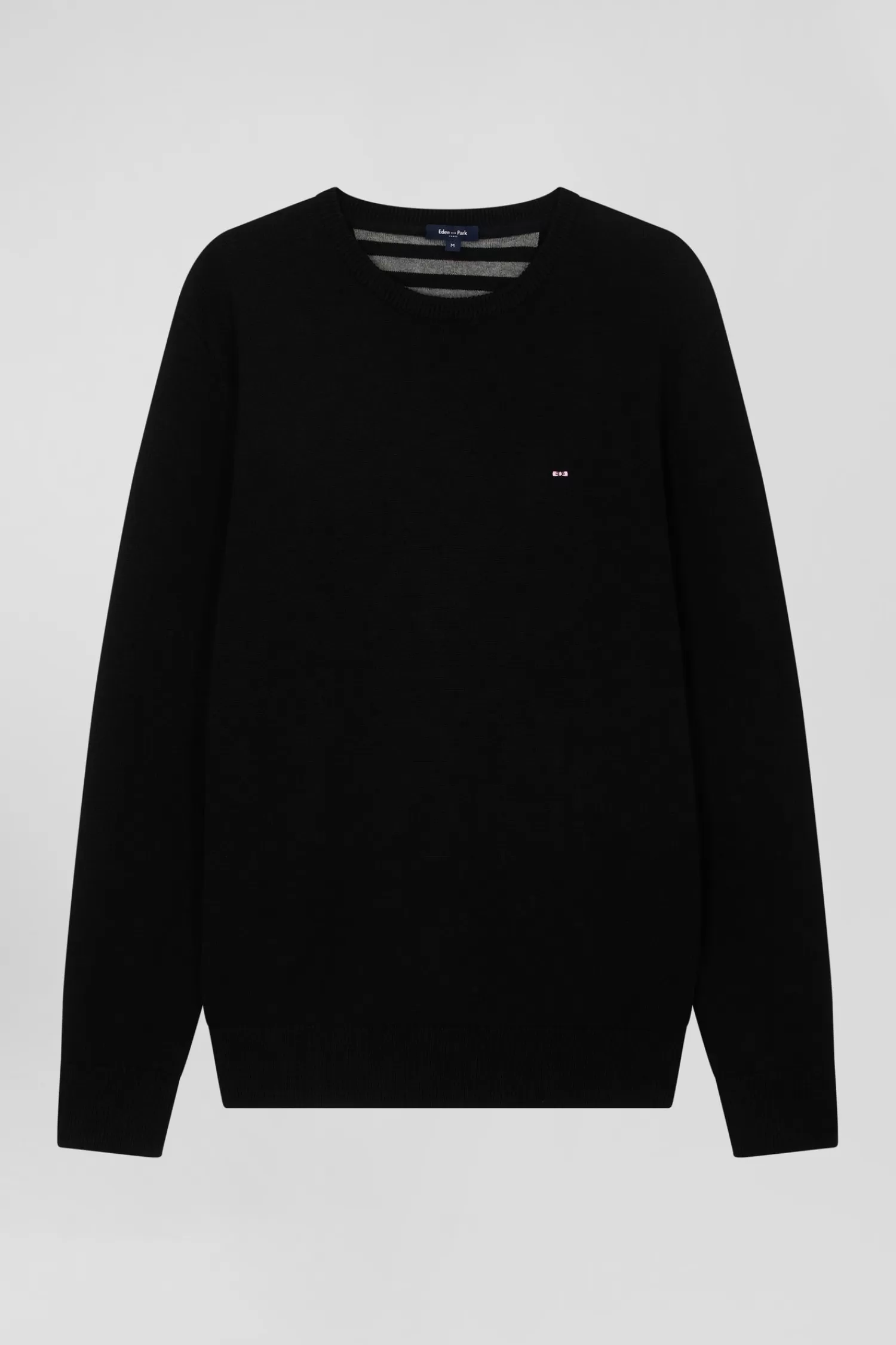 Eden Park Regular black wool and cotton crew neck jumper< Sweaters