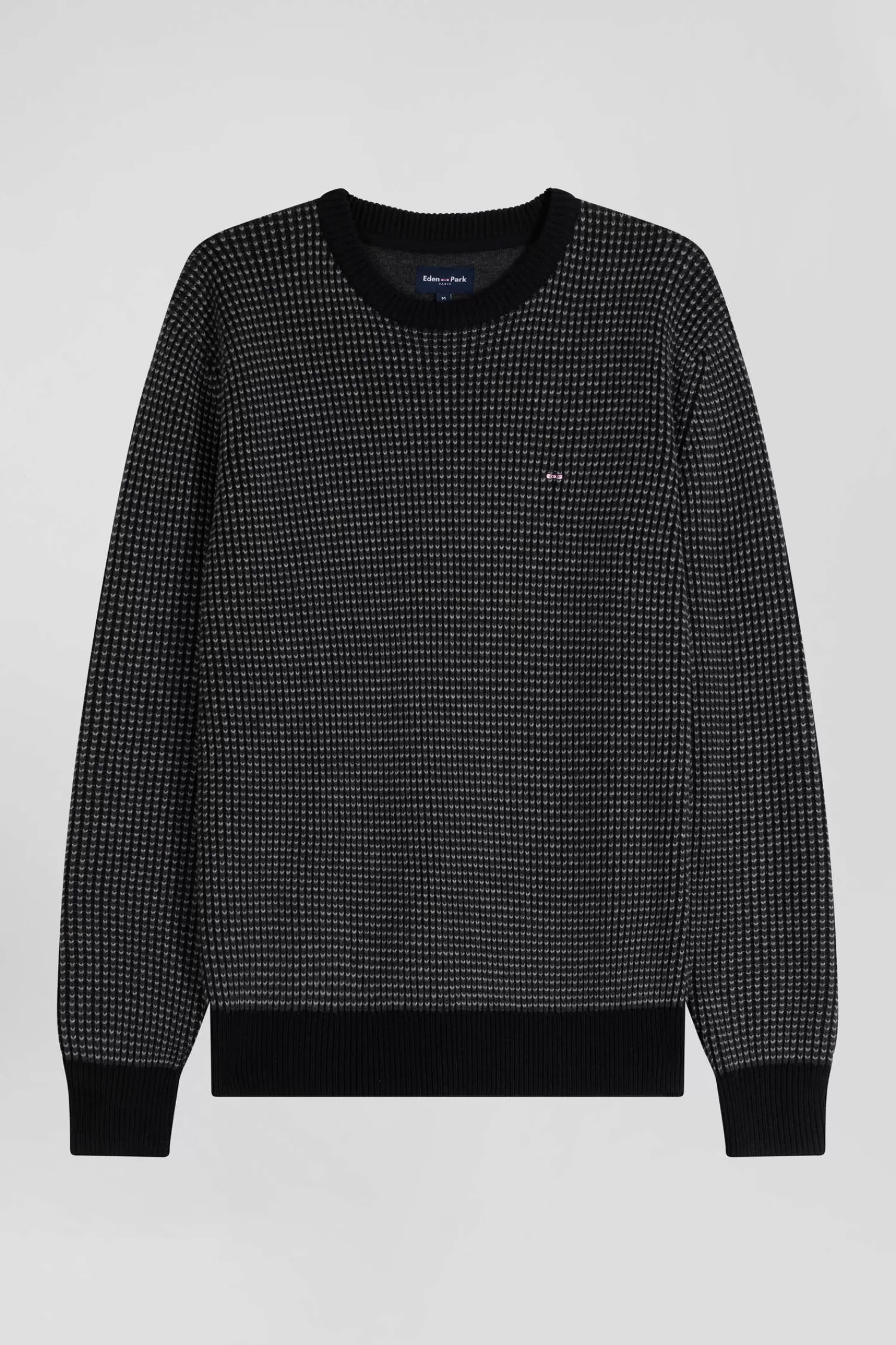 Eden Park Regular black wool and cotton crew neck jumper< Sweaters