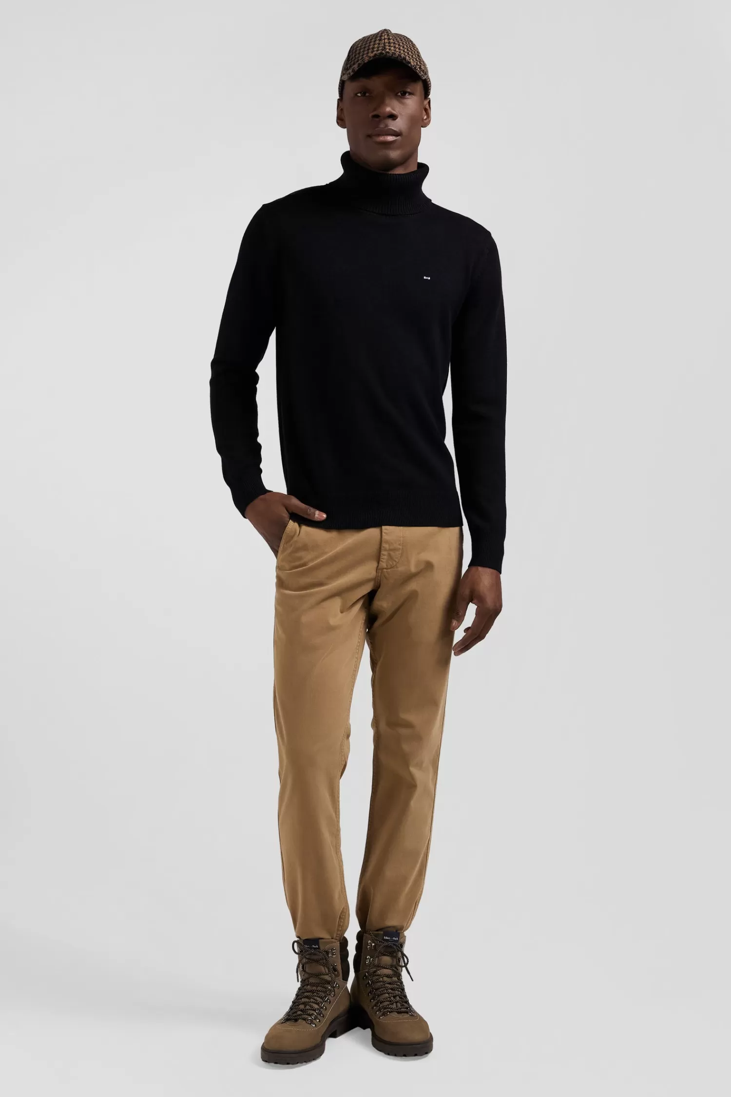 Eden Park Regular black wool and cotton turtleneck jumper< Sweaters
