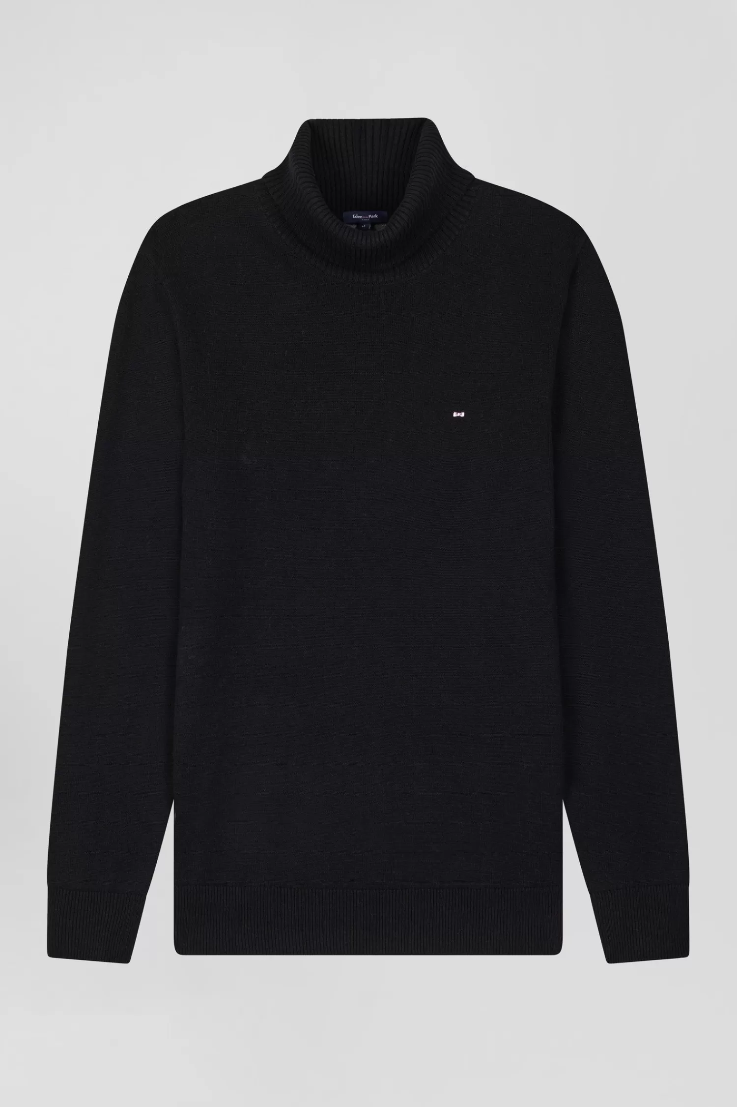 Eden Park Regular black wool and cotton turtleneck jumper< Sweaters