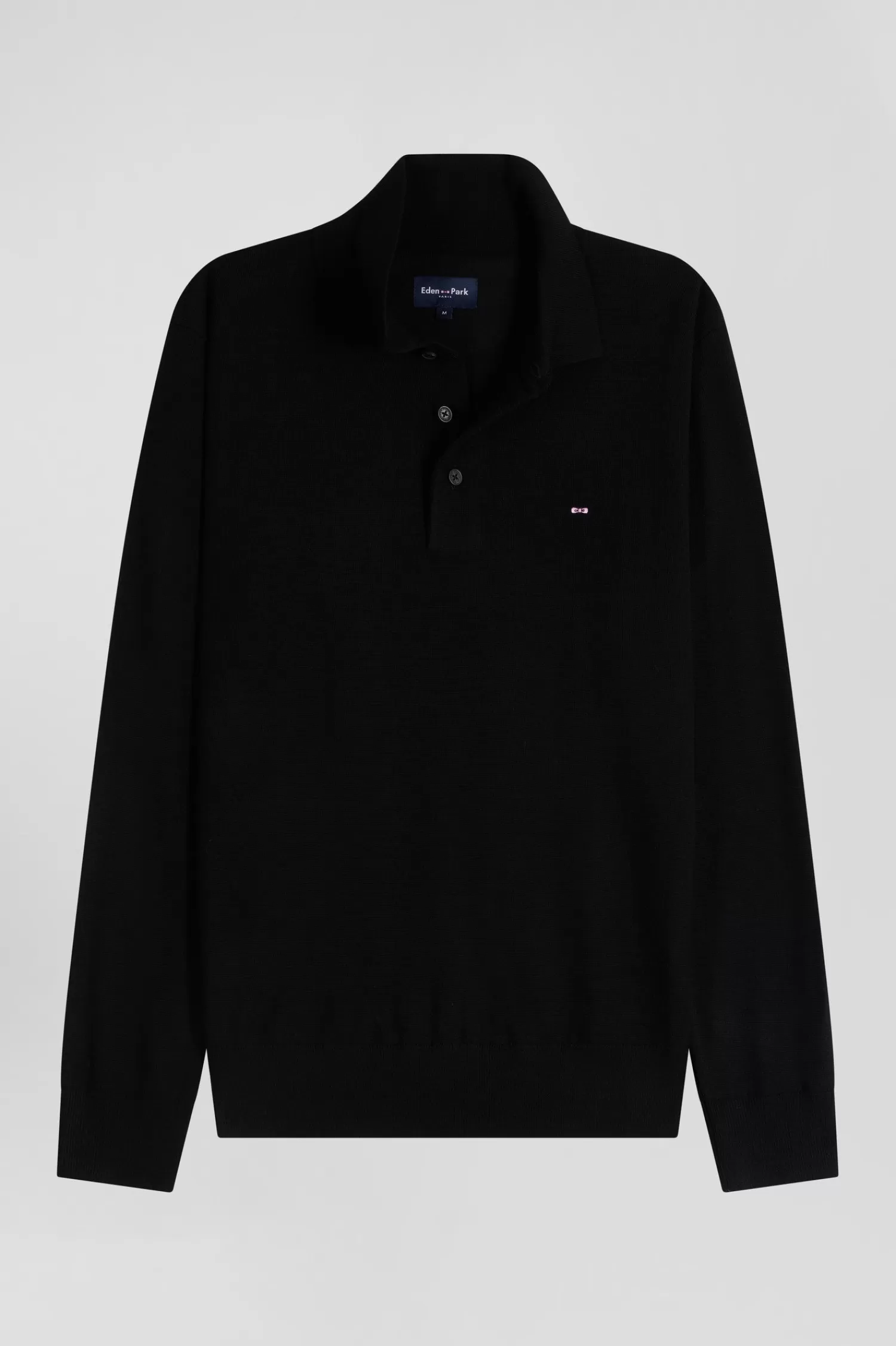 Eden Park Regular black wool jumper with rugby shirt collar< Sweaters