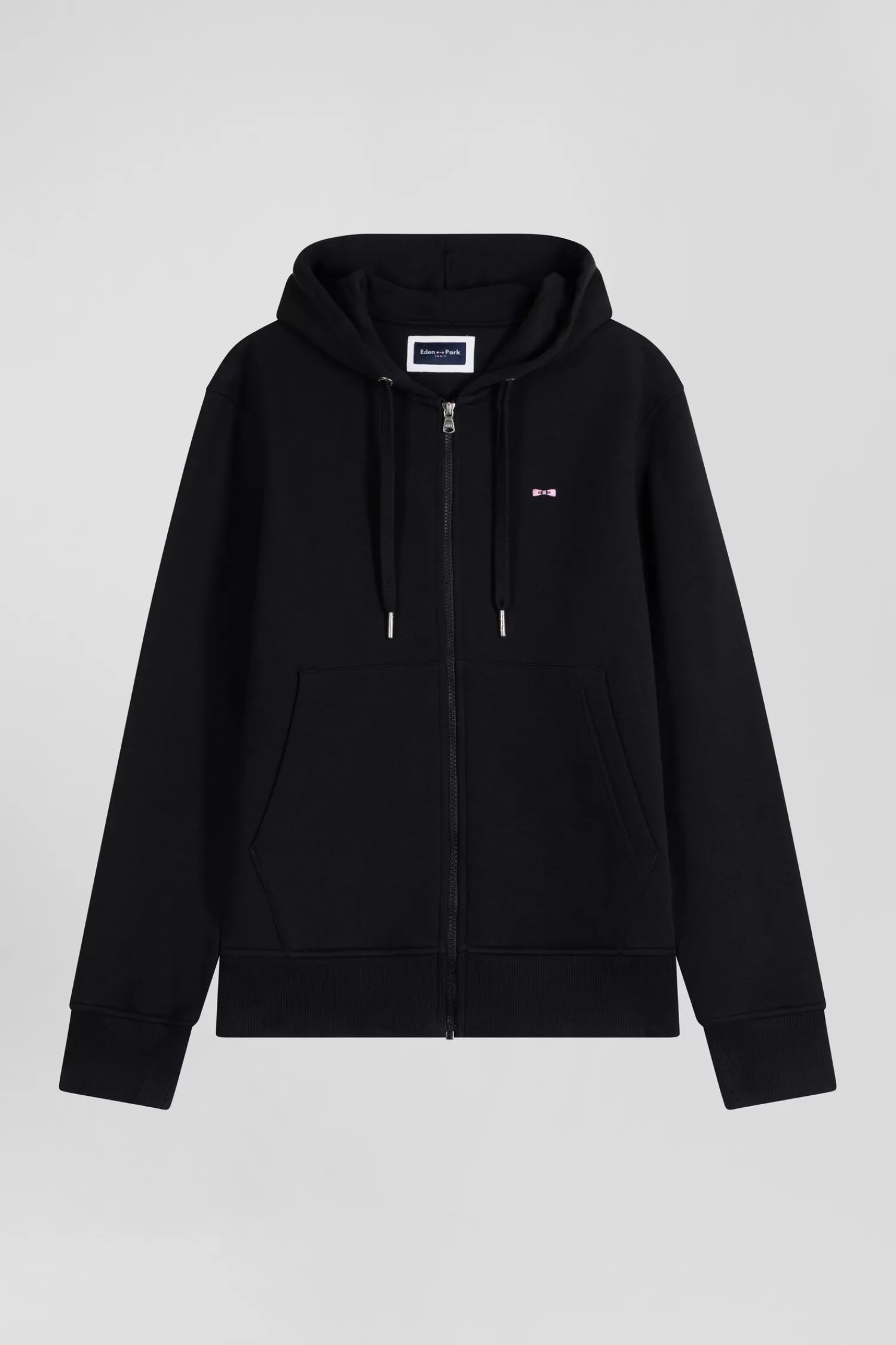 Eden Park Regular black zipped brushed cotton fleece hoodie< Sweatshirts