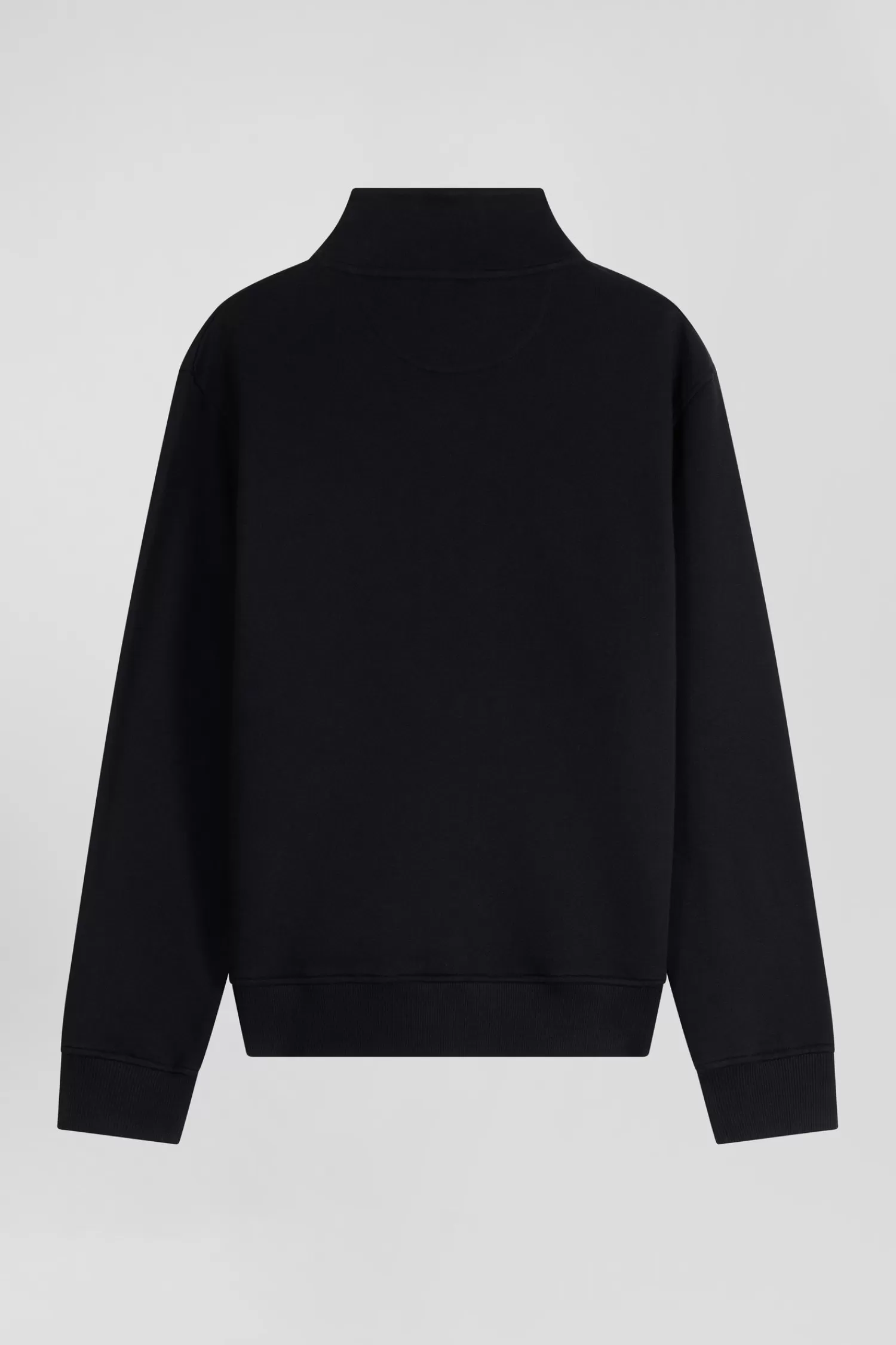 Eden Park Regular black zipped brushed cotton fleece sweatshirt with high top collar< Sweatshirts