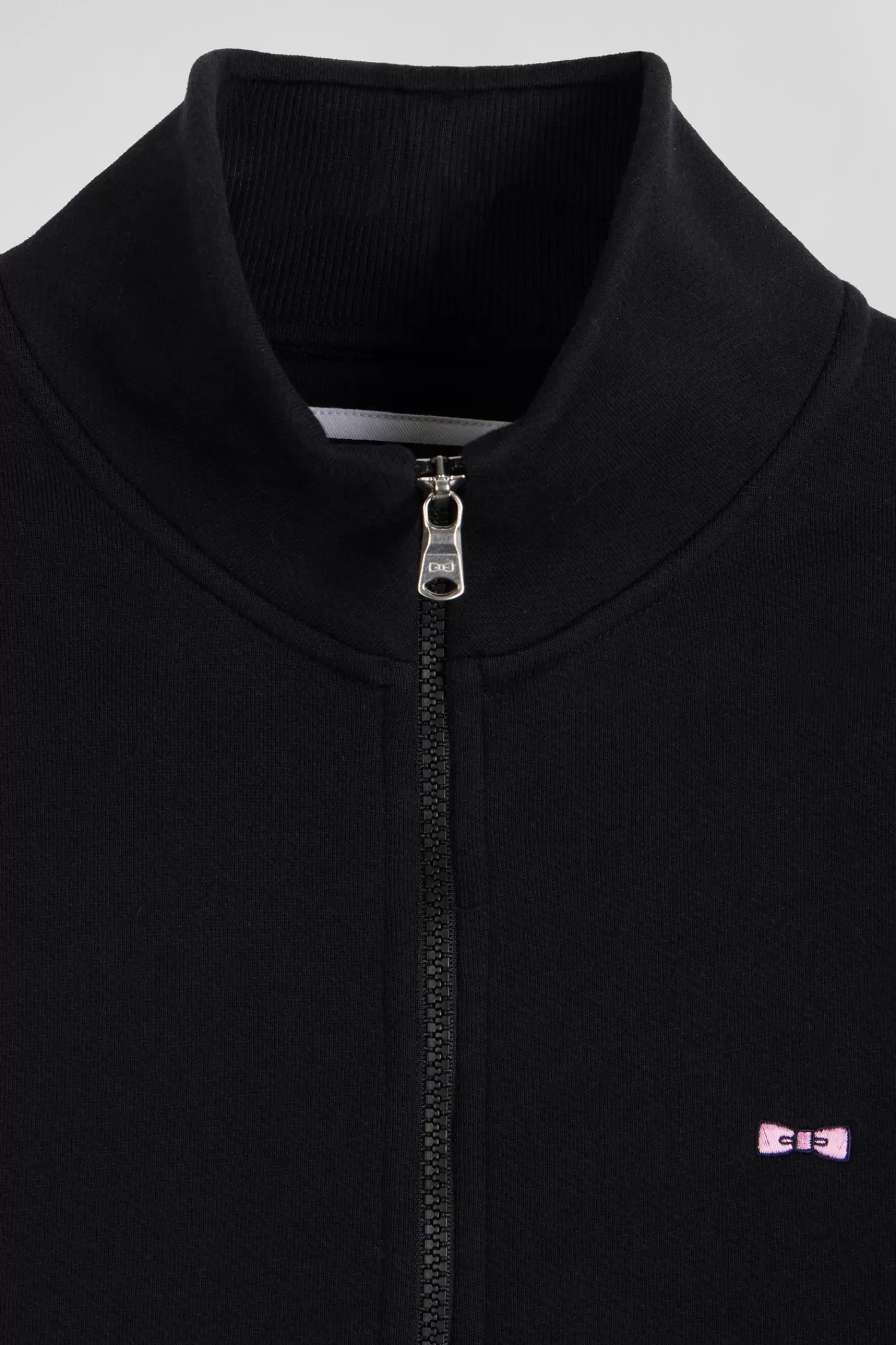 Eden Park Regular black zipped brushed cotton fleece sweatshirt with high top collar< Sweatshirts