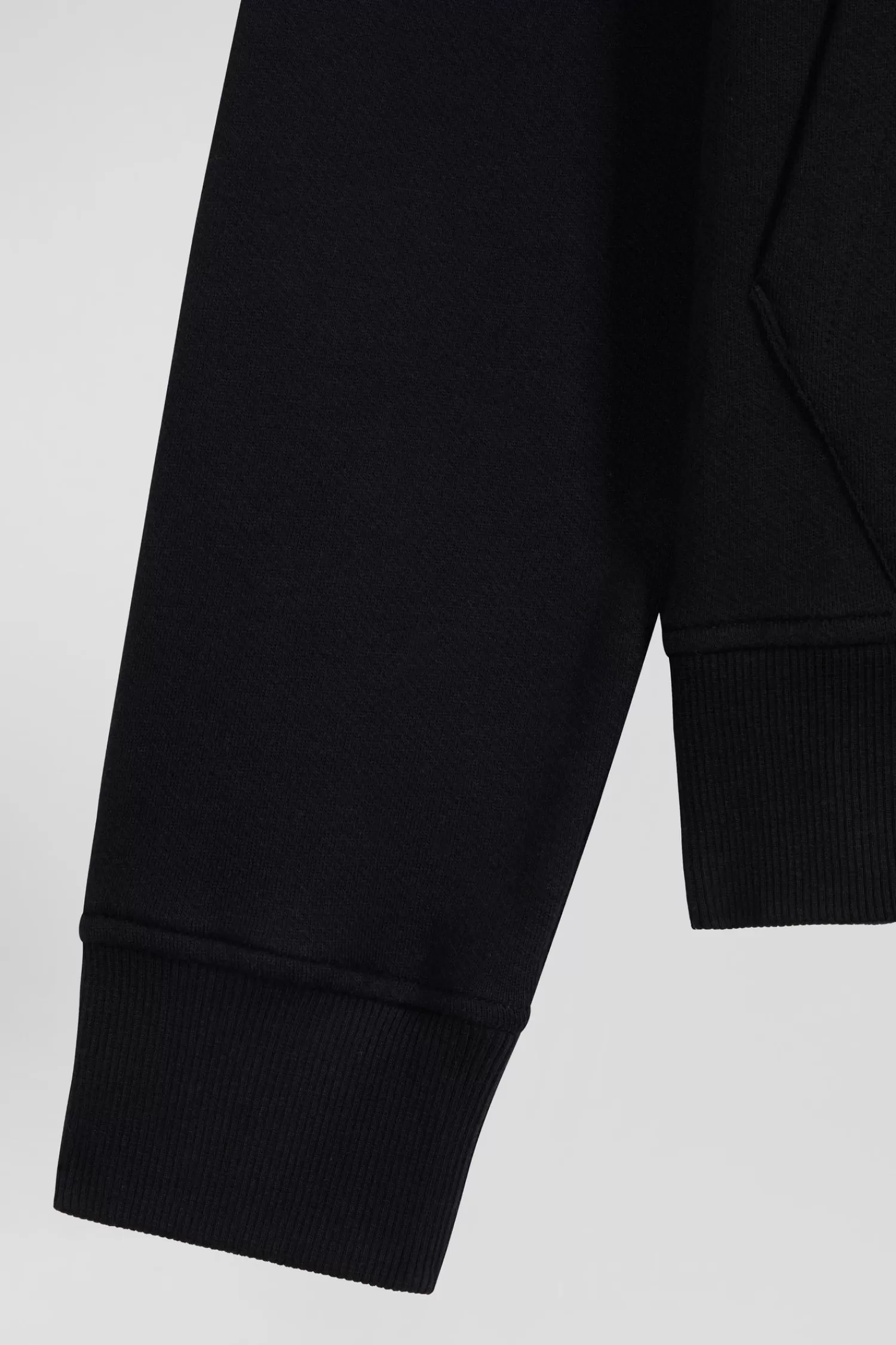 Eden Park Regular black zipped brushed cotton fleece sweatshirt with high top collar< Sweatshirts