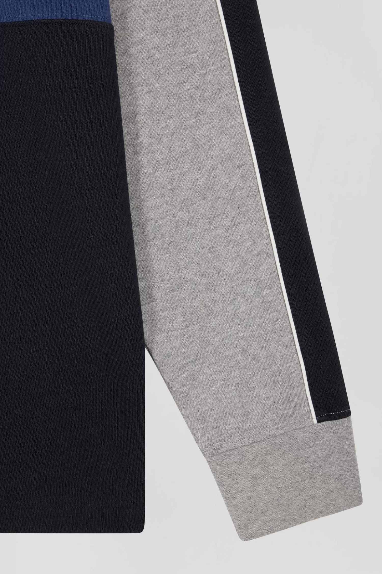 Eden Park Regular blue and grey colorblock long-sleeved cotton rugby shirt< Rugby Shirts