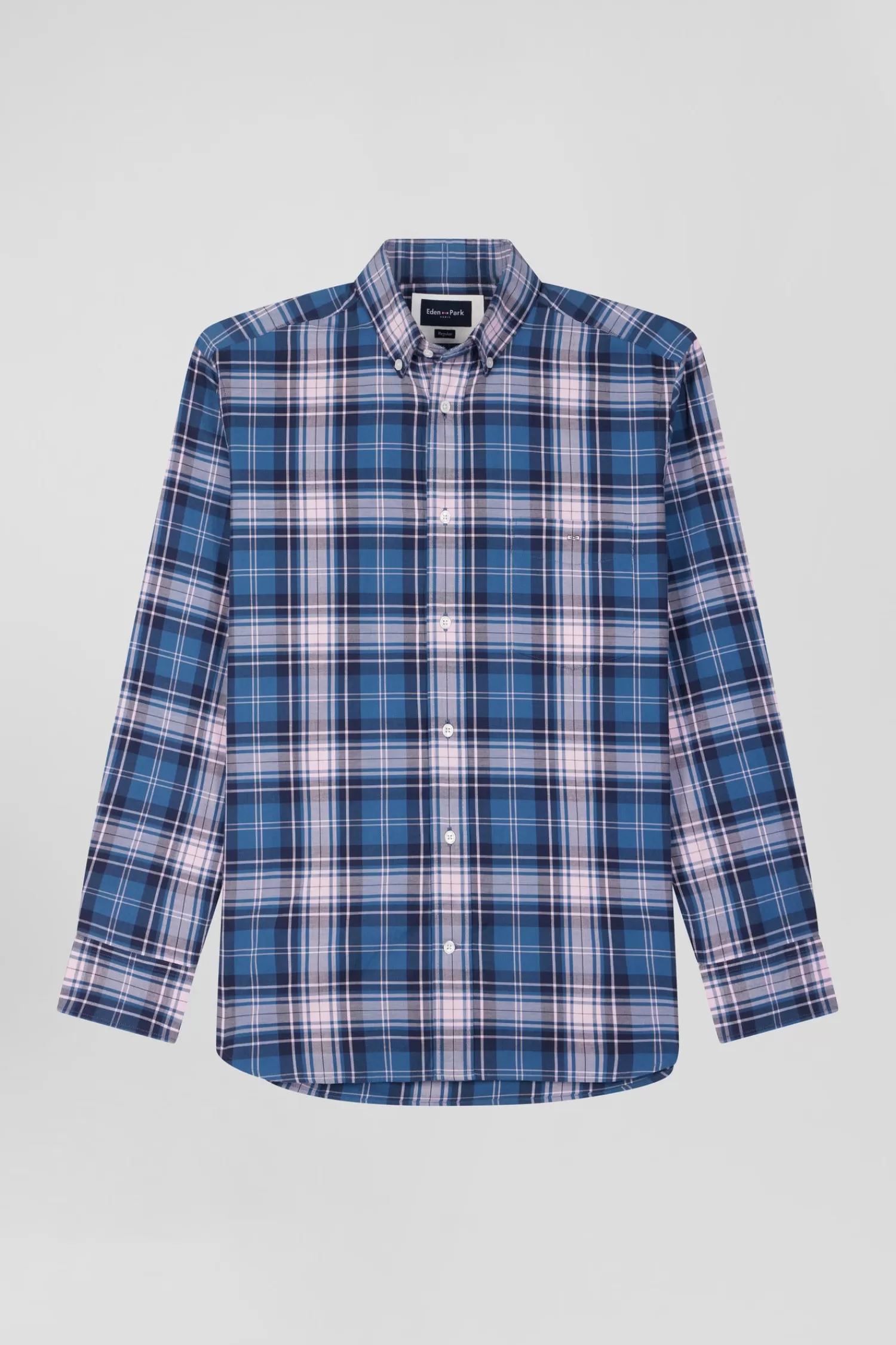 Eden Park Regular blue and pink checked cotton shirt< Shirts