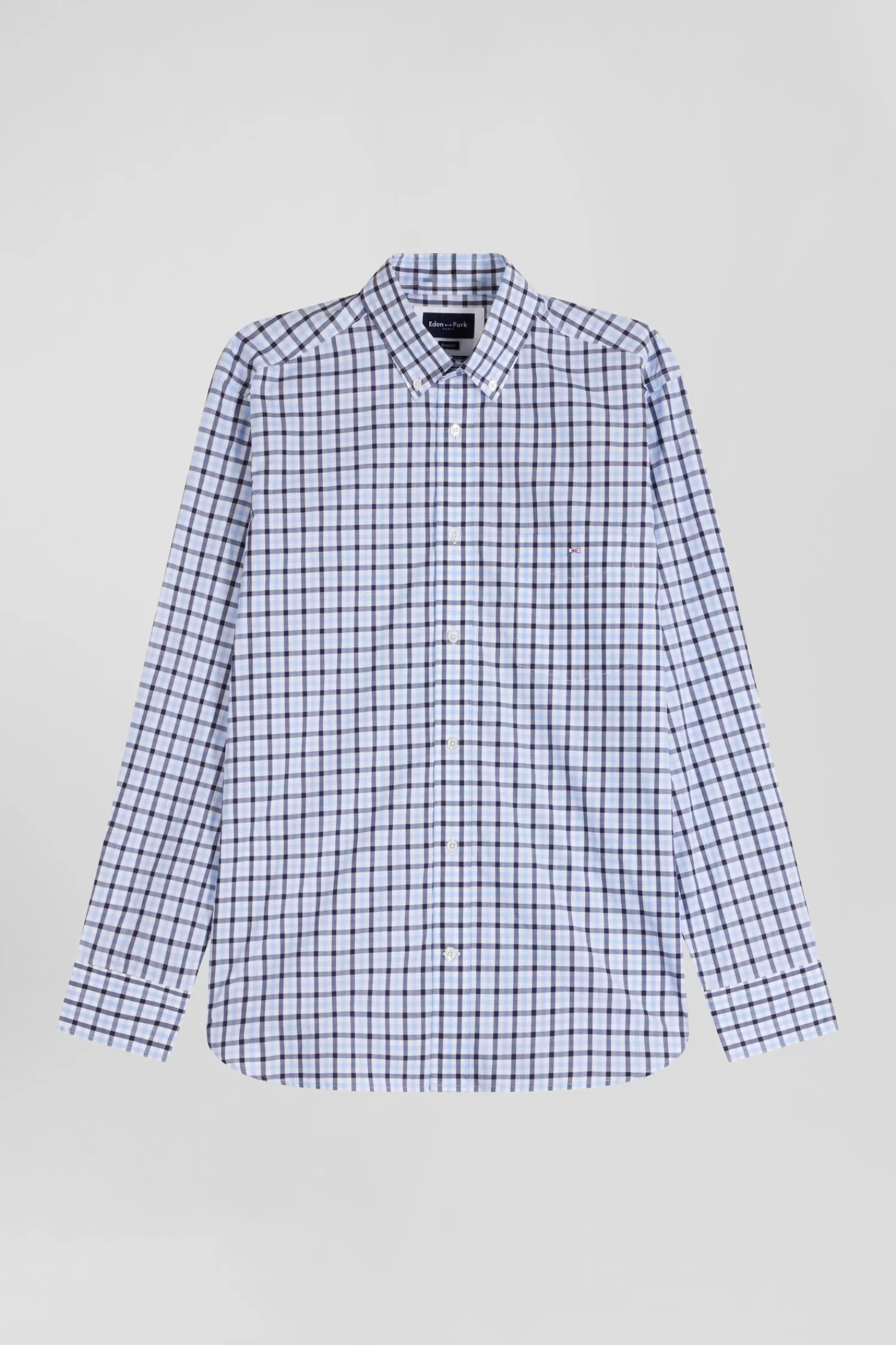 Eden Park Regular blue and white checked cotton poplin shirt< Shirts