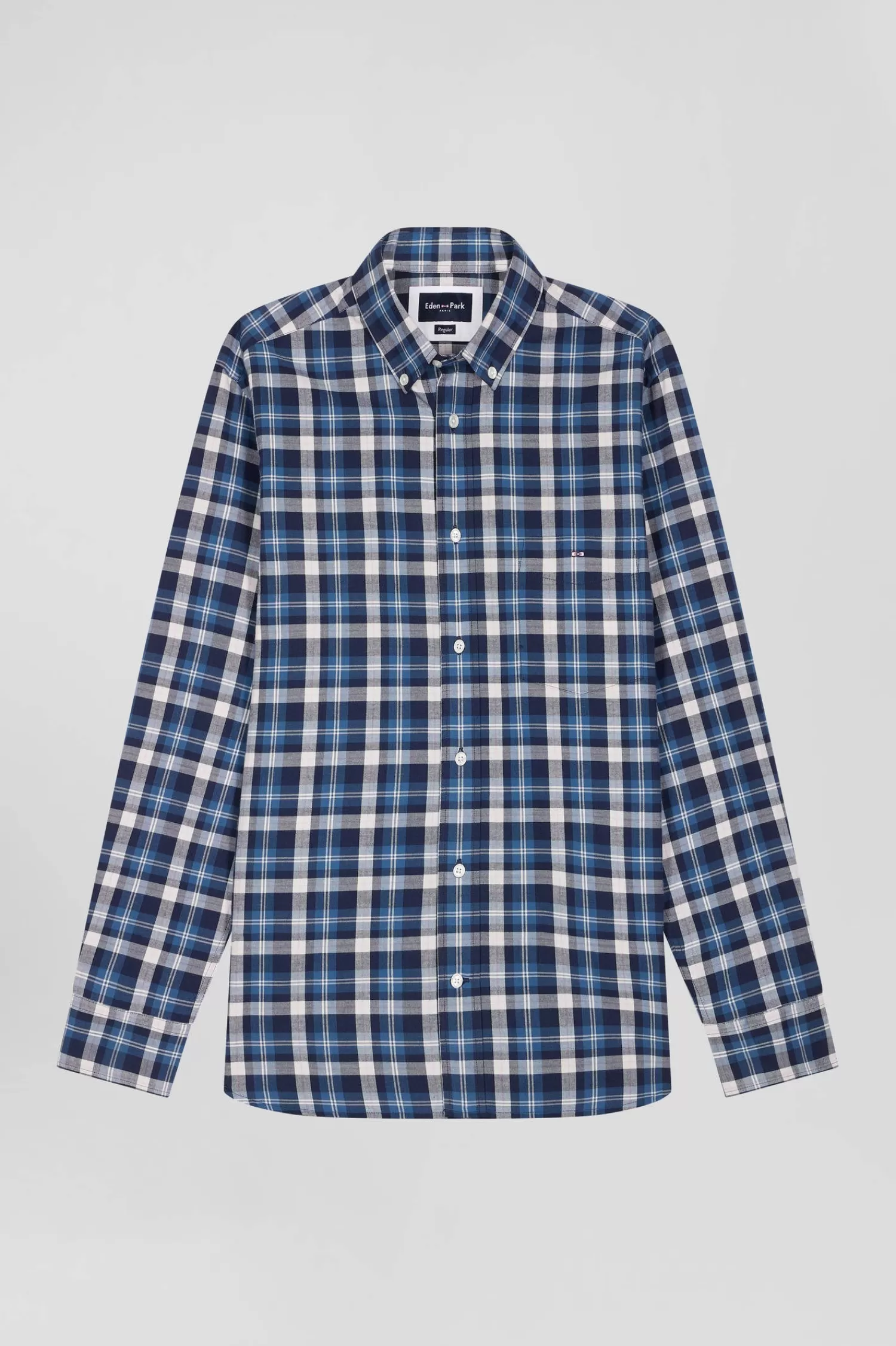 Eden Park Regular blue checked cotton shirt< Shirts