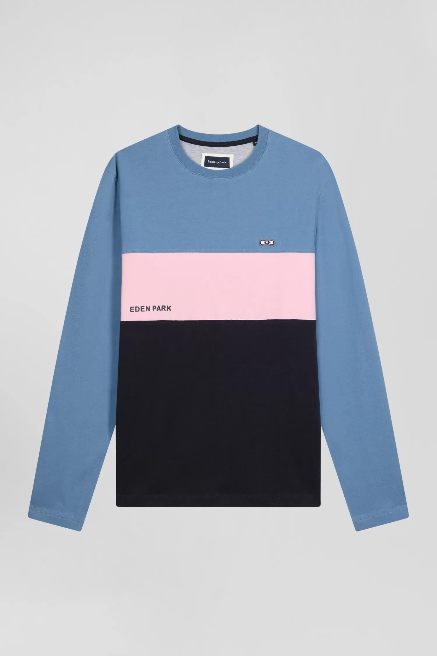 Eden Park Regular blue colorblock long-sleeved cotton T-shirt< T-shirts