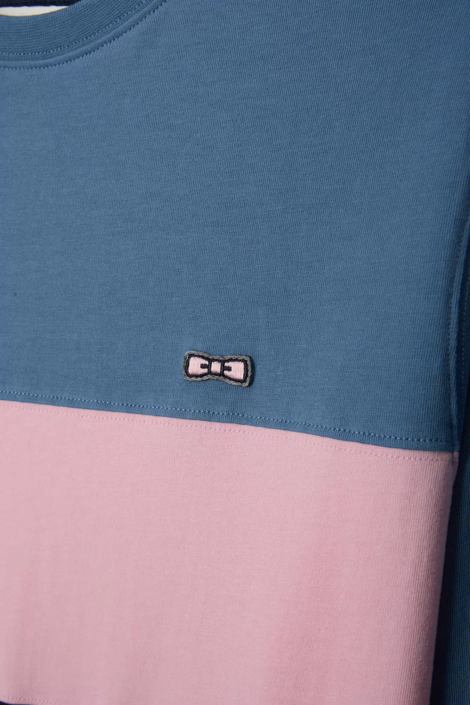 Eden Park Regular blue colorblock long-sleeved cotton T-shirt< T-shirts