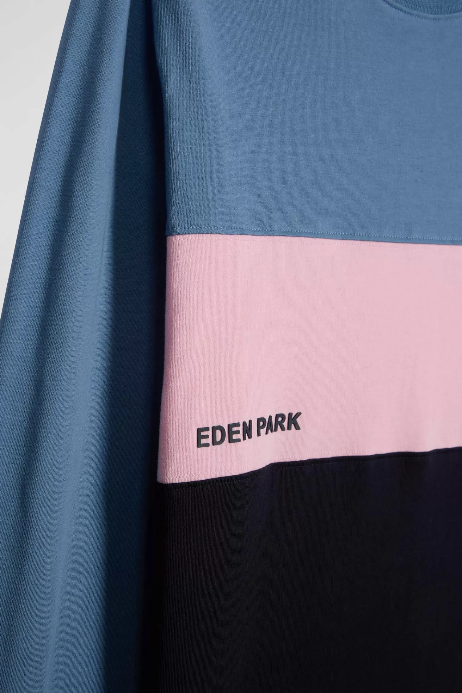 Eden Park Regular blue colorblock long-sleeved cotton T-shirt< T-shirts