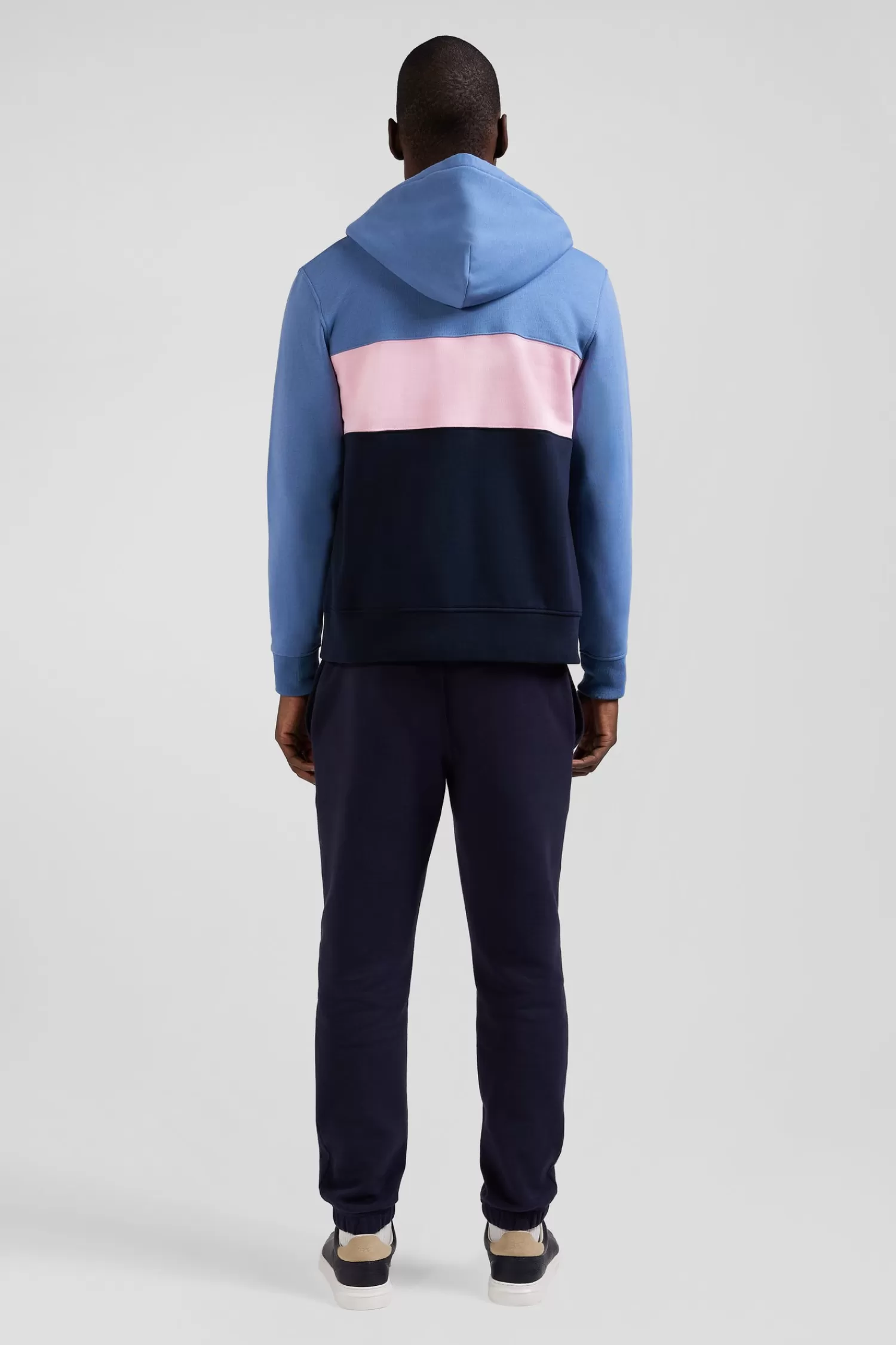 Eden Park Regular blue colorblock zipped cotton hoodie< Sweatshirts