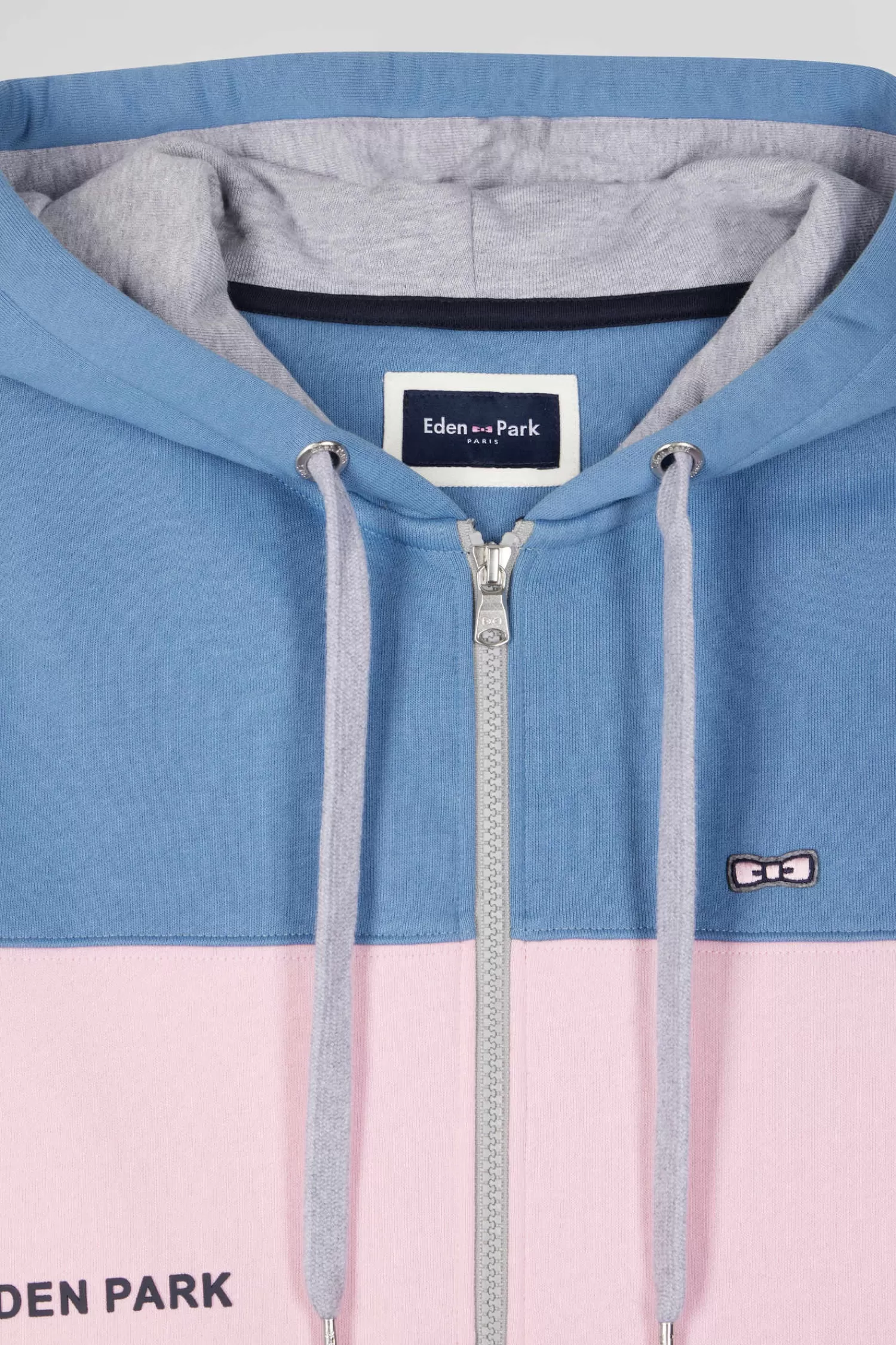 Eden Park Regular blue colorblock zipped cotton hoodie< Sweatshirts