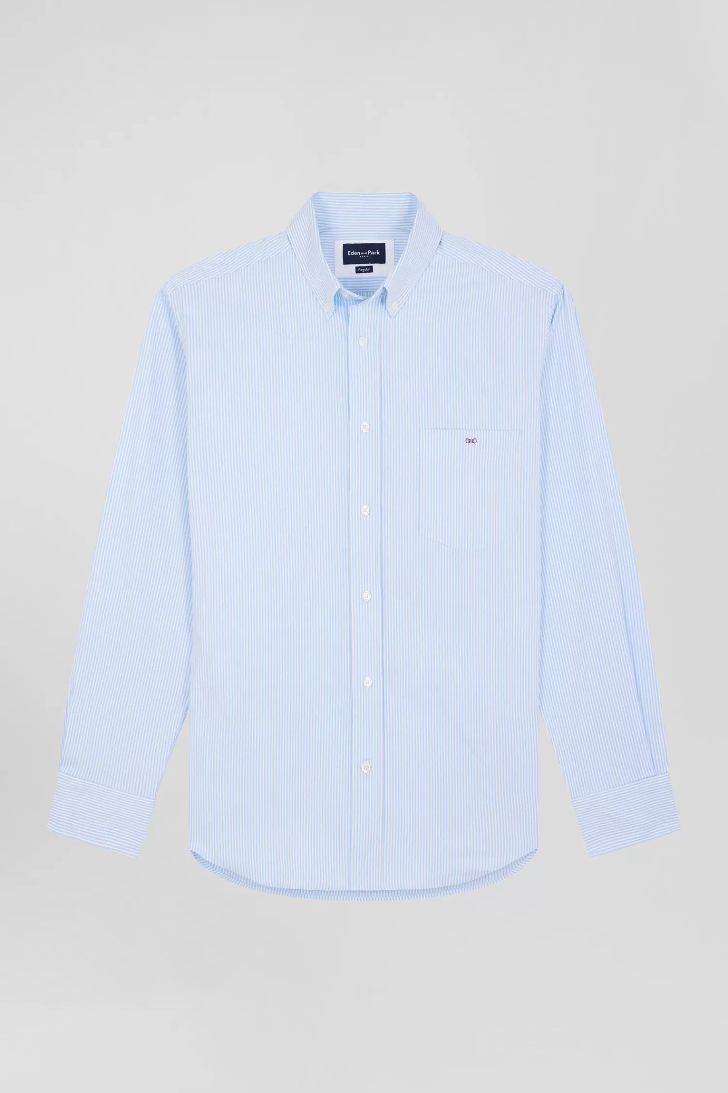 Eden Park Regular blue cotton poplin shirt with baton stripes< Shirts