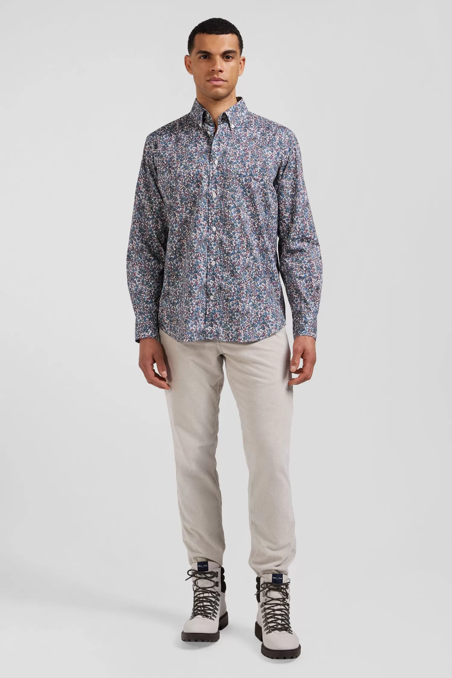 Eden Park Regular blue floral print cotton poplin shirt< Shirts