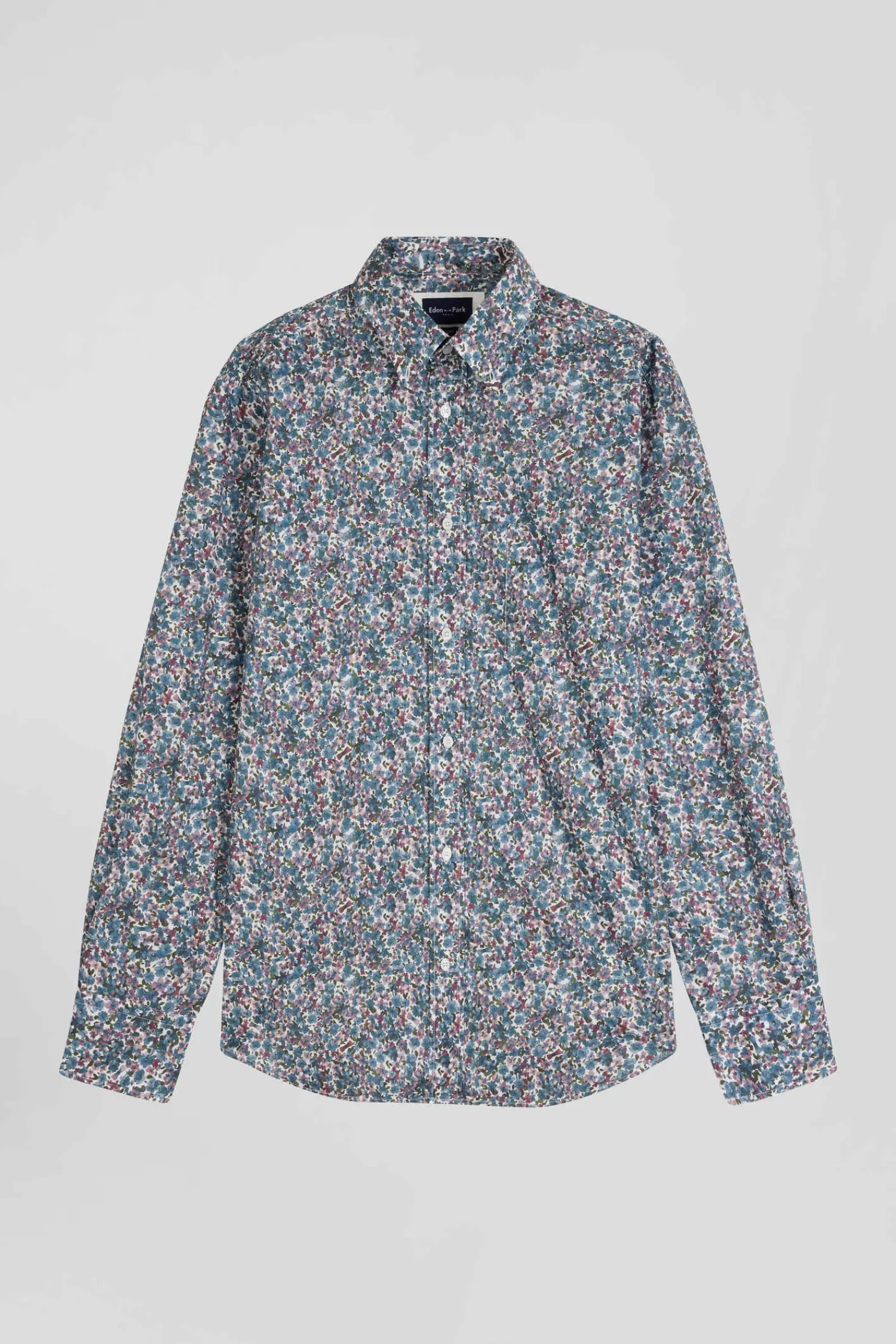 Eden Park Regular blue floral print cotton poplin shirt< Shirts