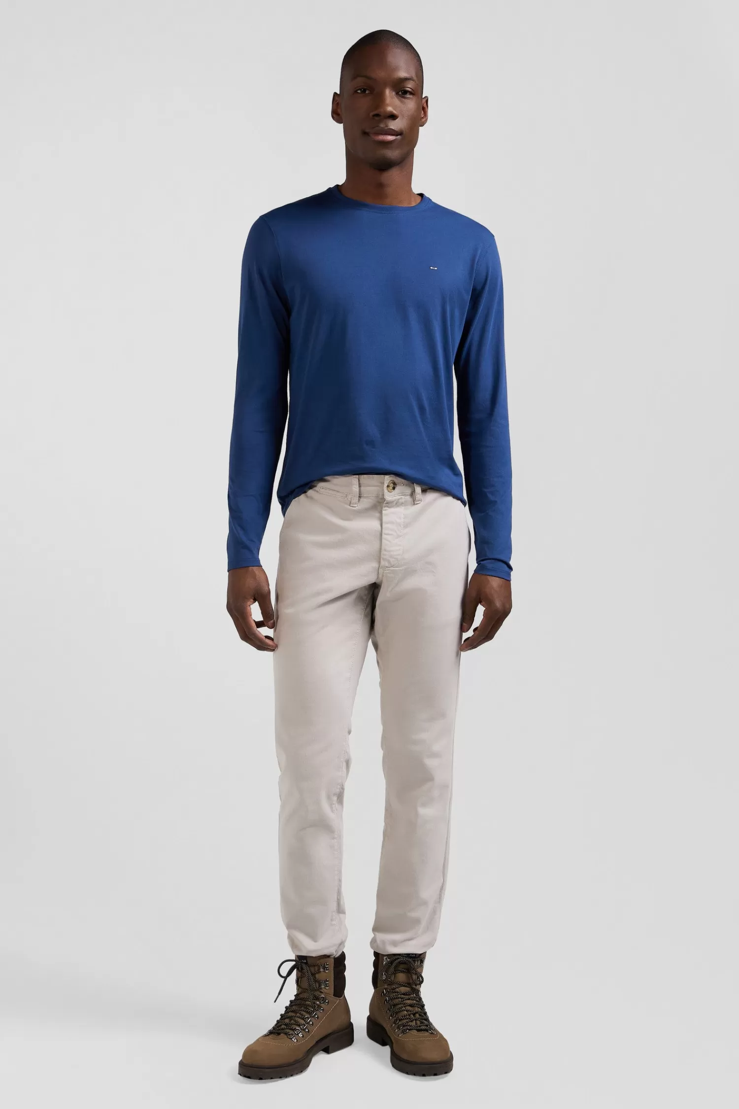 Eden Park Regular blue long-sleeved cotton T-shirt< T-shirts