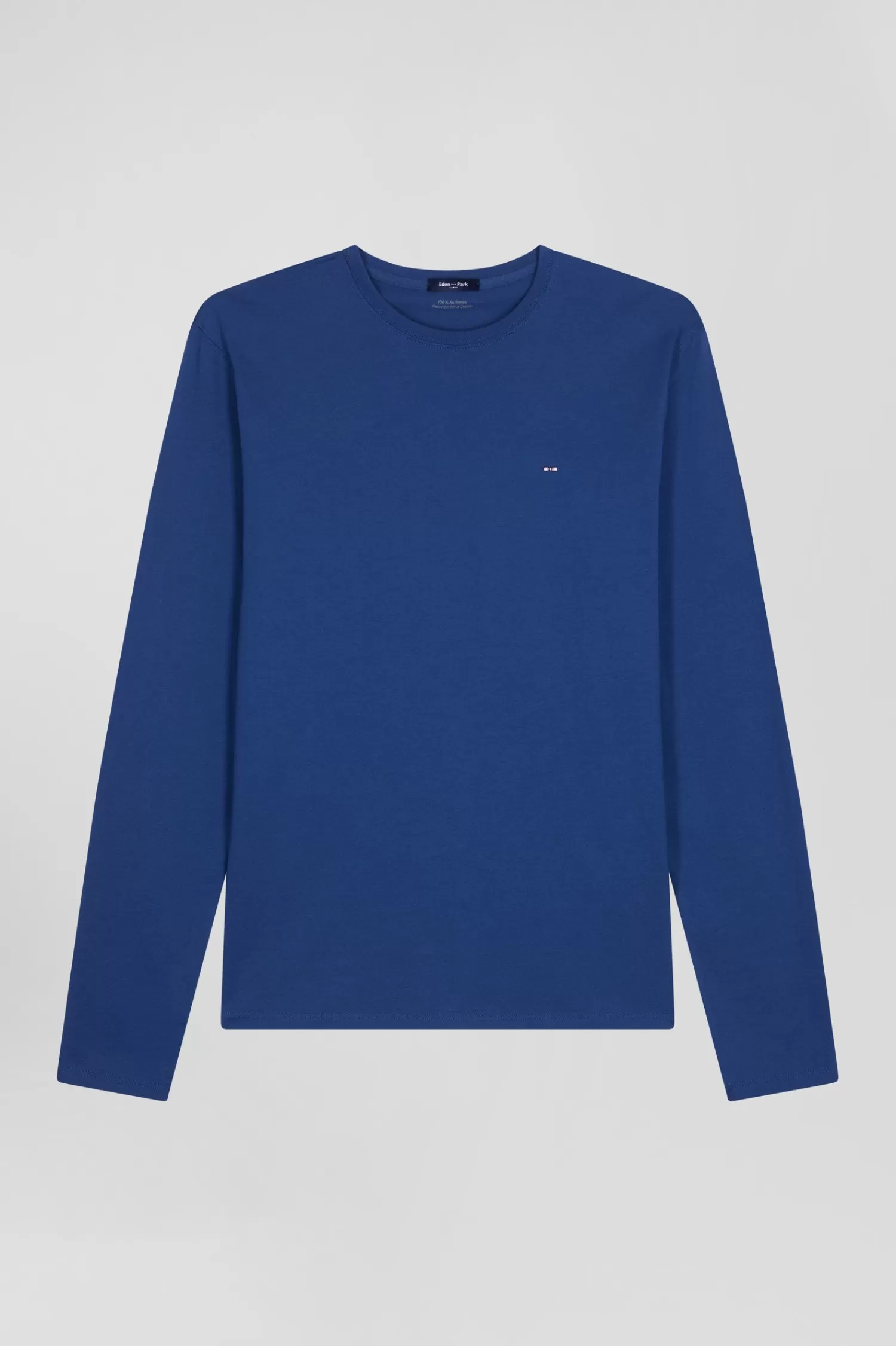 Eden Park Regular blue long-sleeved cotton T-shirt< T-shirts