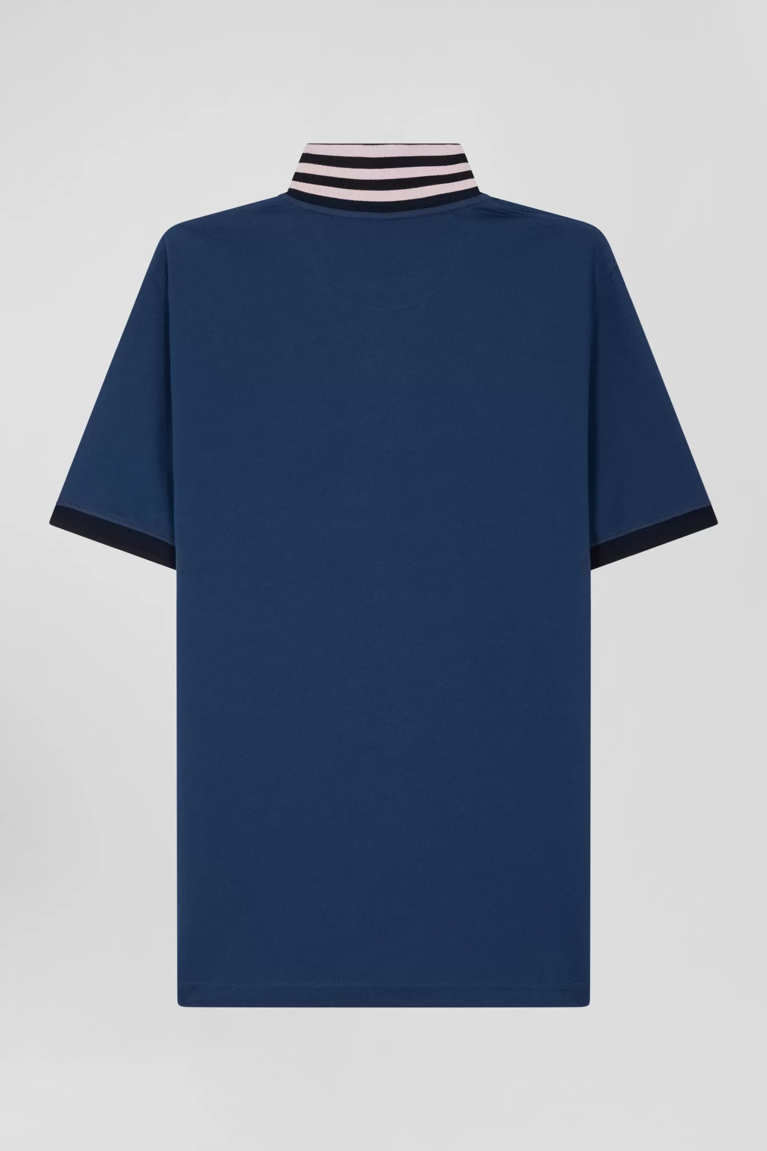Eden Park Regular blue short-sleeved cotton piqué polo shirt with contrasting details< Polos