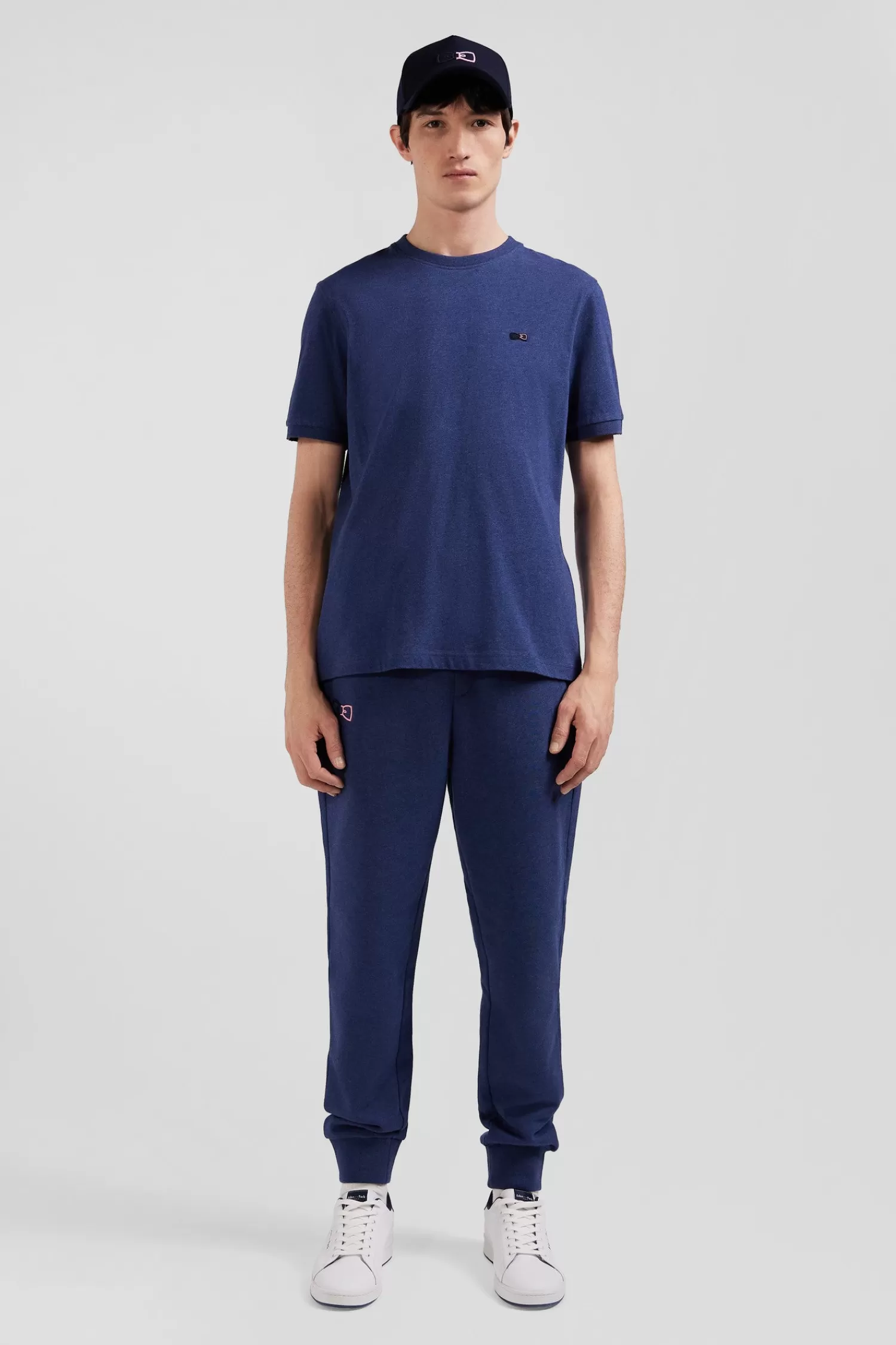 Eden Park Regular blue short-sleeved cotton T-shirt with emblem embroidery< T-shirts