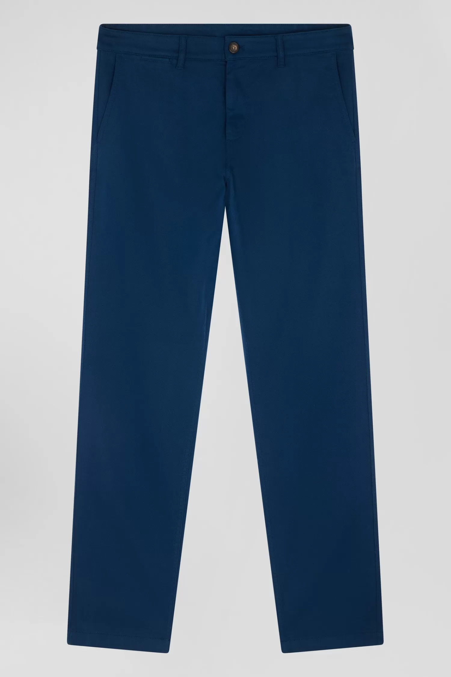 Eden Park Regular blue stretch cotton piqué and modal chino trousers< Pants