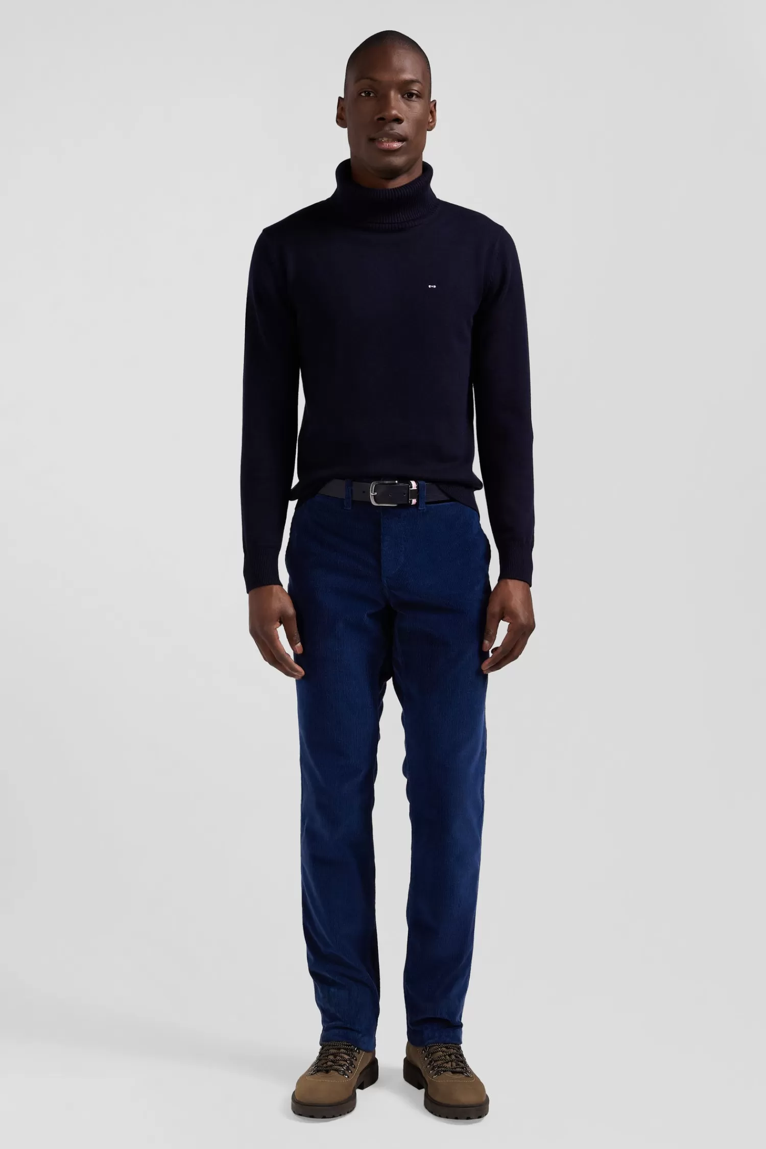 Eden Park Regular blue stretch cotton velvet chino trousers< Pants