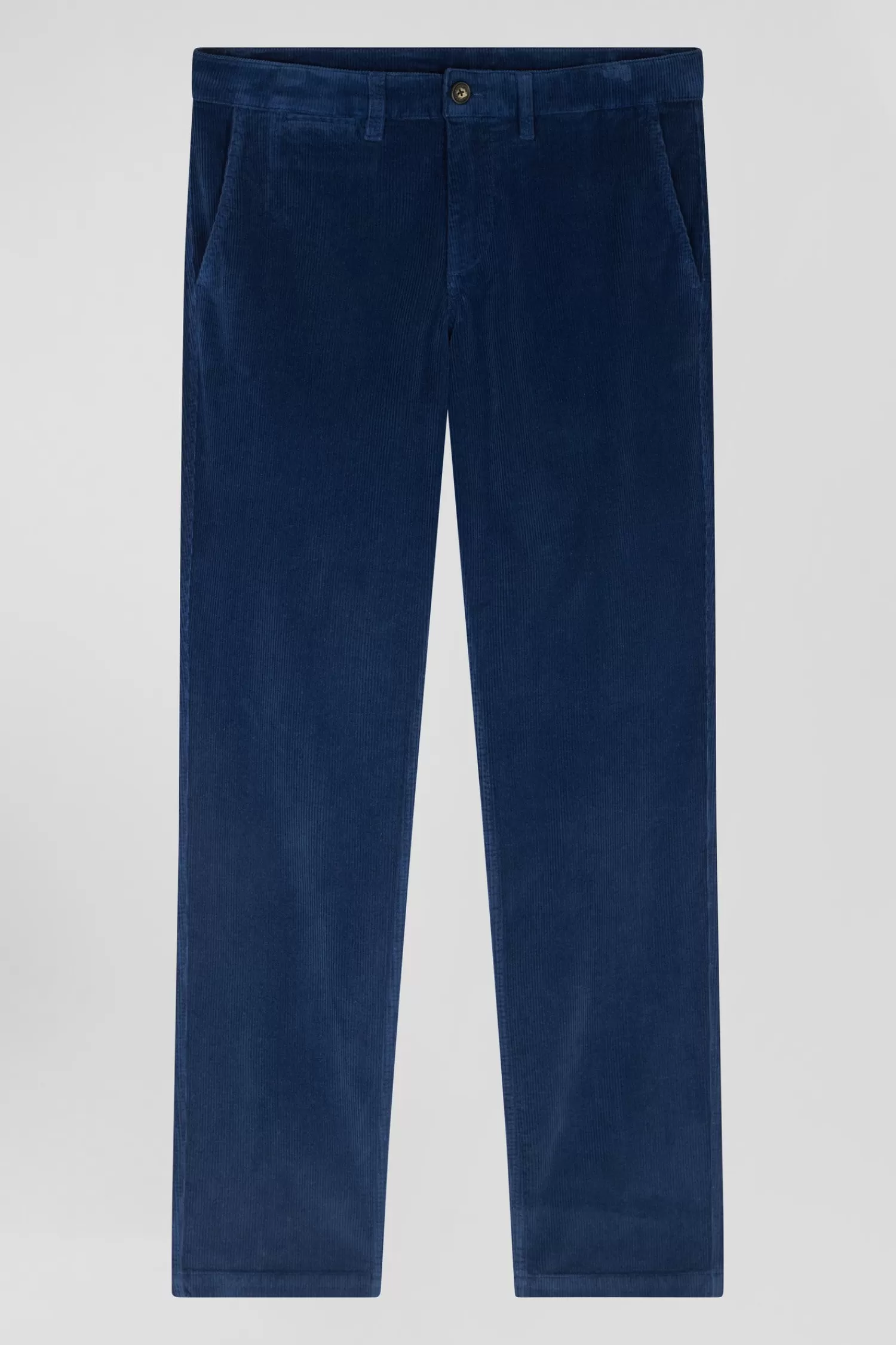 Eden Park Regular blue stretch cotton velvet chino trousers< Pants