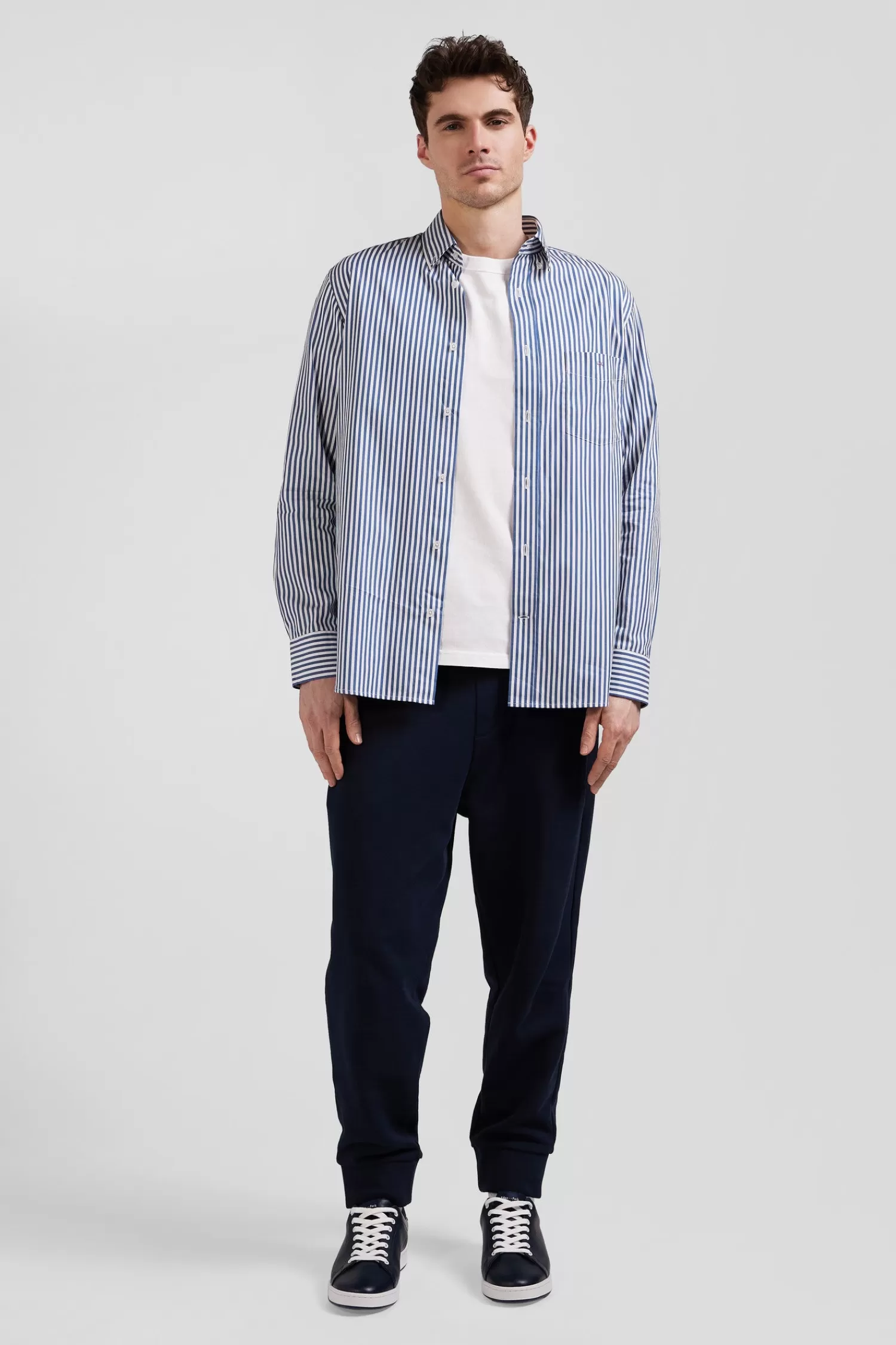 Eden Park Regular blue striped cotton poplin shirt< Shirts