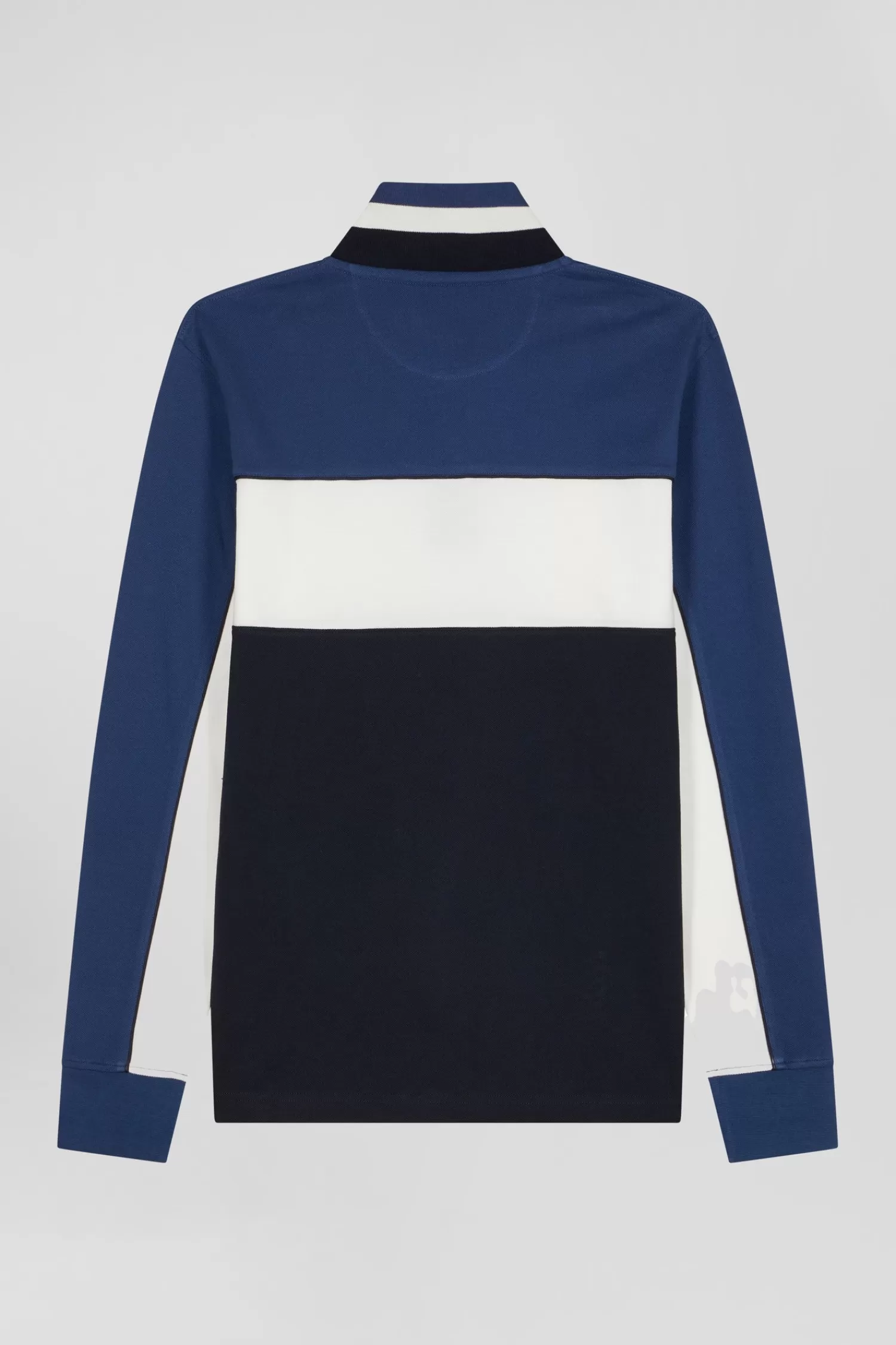 Eden Park Regular blue tricolor long-sleeved cotton piqué polo shirt< Polos