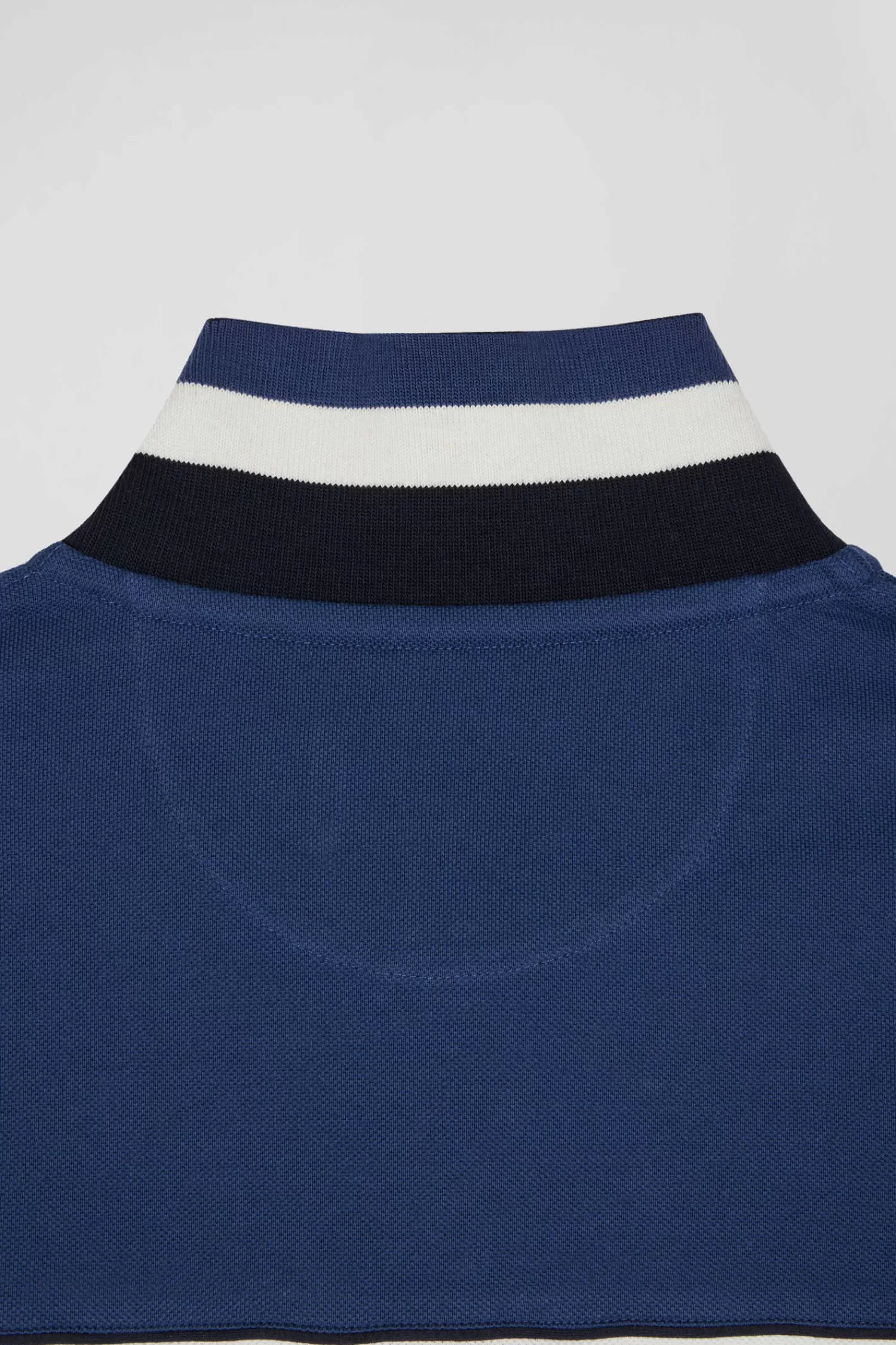 Eden Park Regular blue tricolor long-sleeved cotton piqué polo shirt< Polos