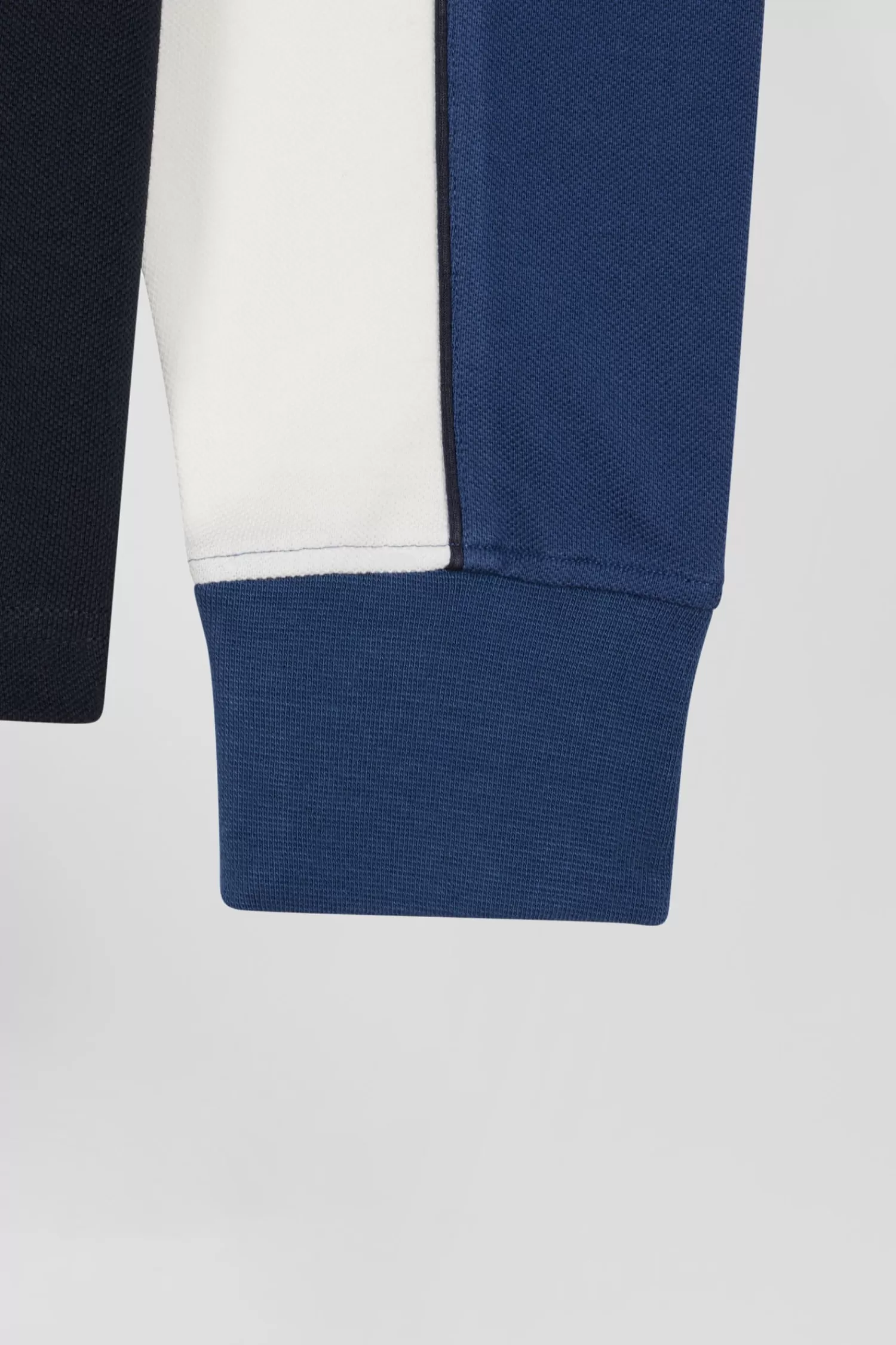 Eden Park Regular blue tricolor long-sleeved cotton piqué polo shirt< Polos