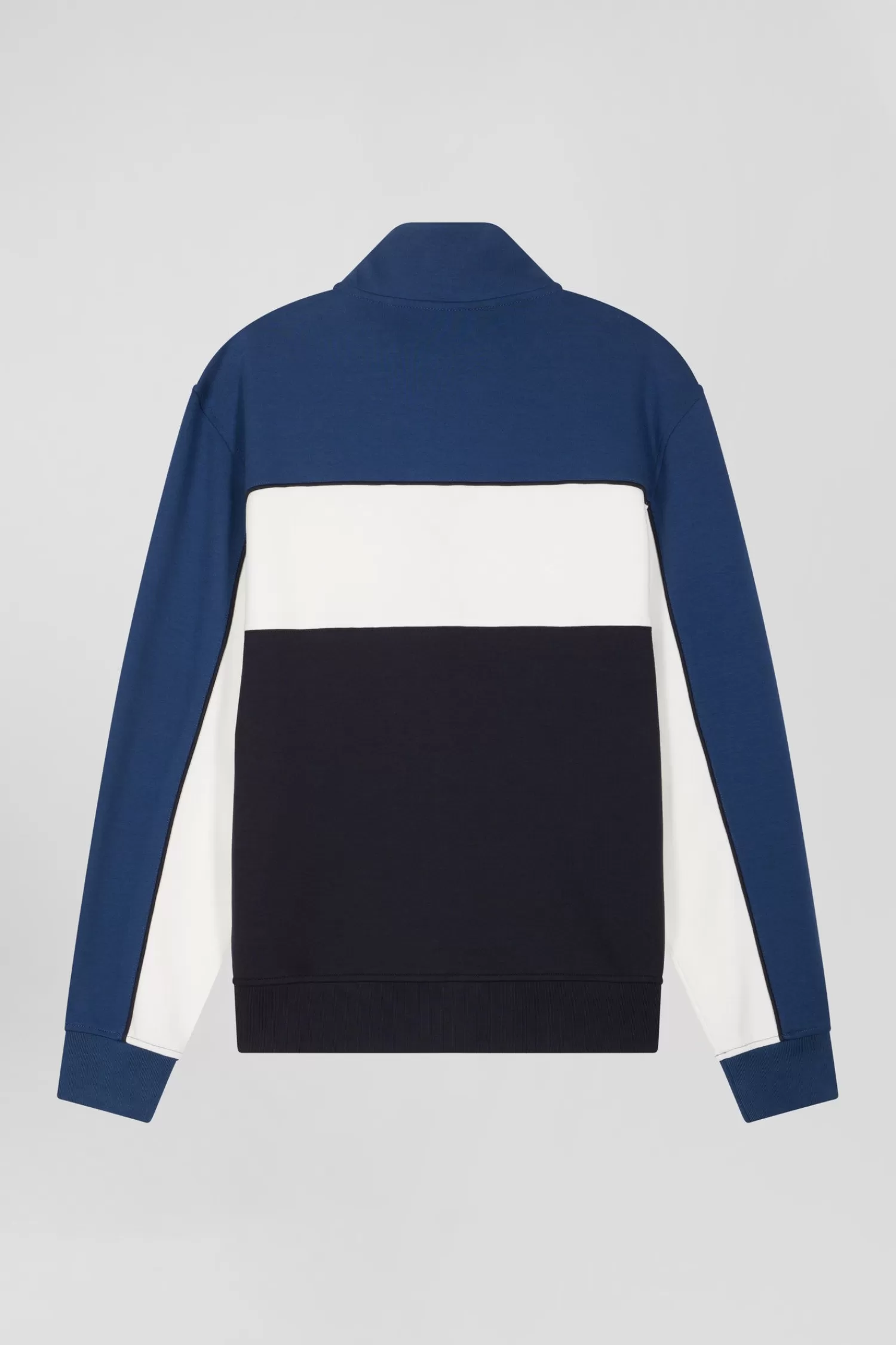 Eden Park Regular blue tricolor zipped cotton blend sweatshirt< Sweatshirts
