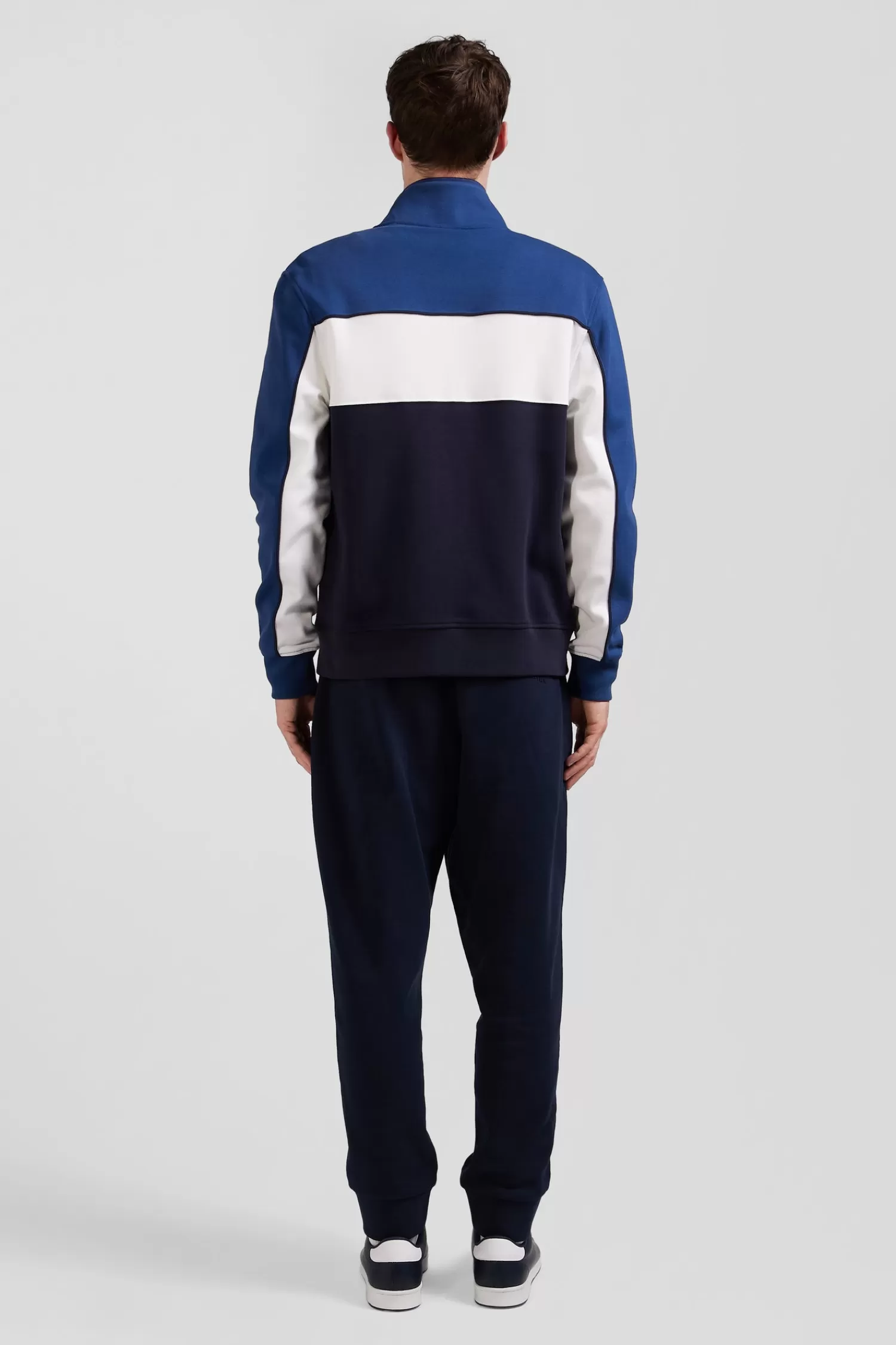 Eden Park Regular blue tricolor zipped cotton blend sweatshirt< Sweatshirts