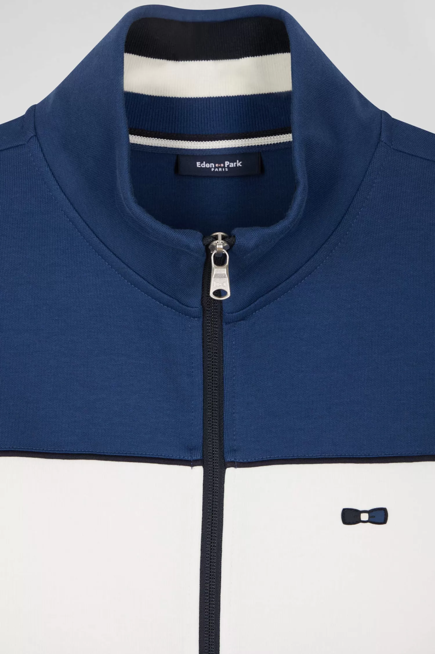 Eden Park Regular blue tricolor zipped cotton blend sweatshirt< Sweatshirts