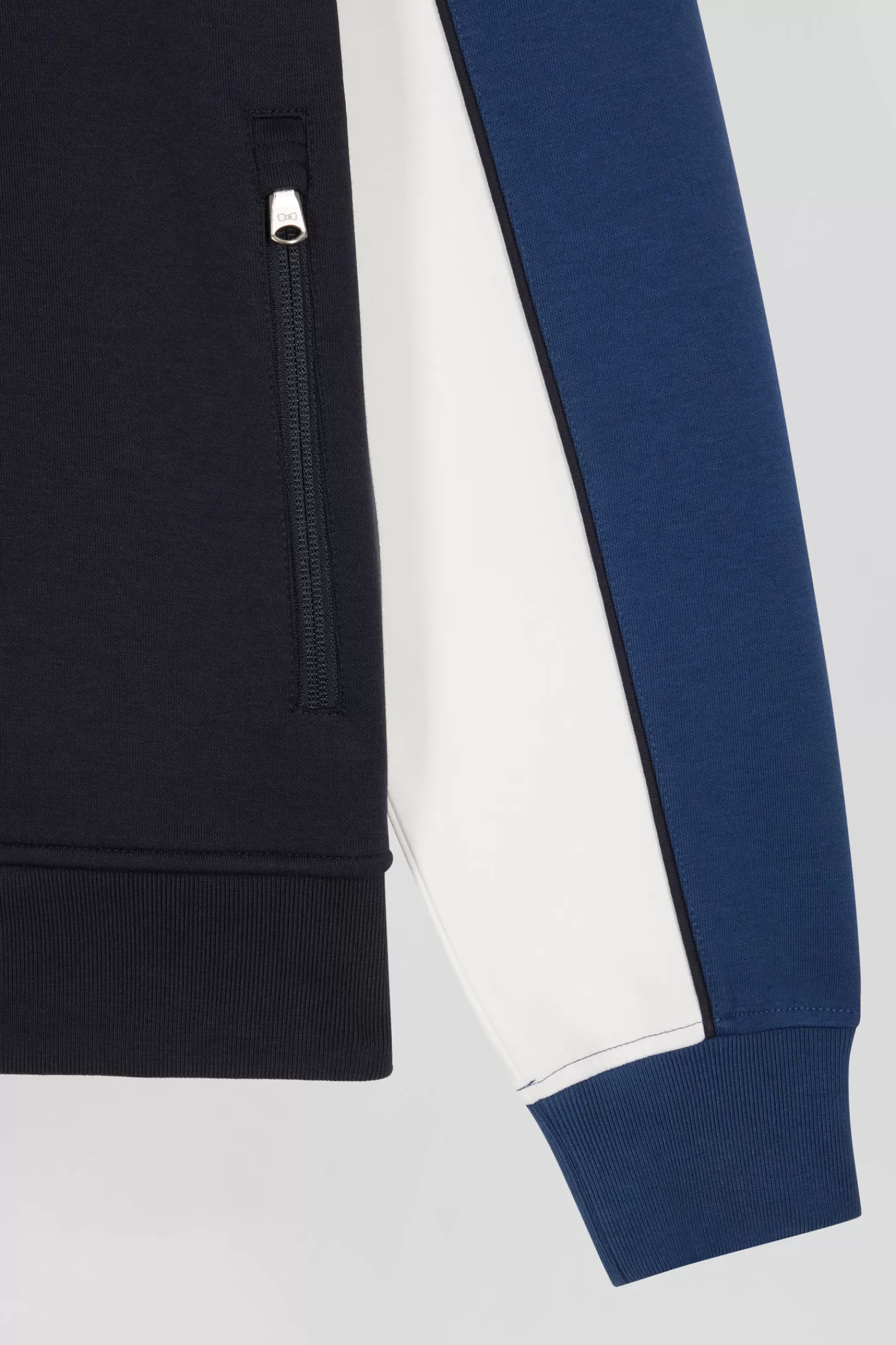 Eden Park Regular blue tricolor zipped cotton blend sweatshirt< Sweatshirts