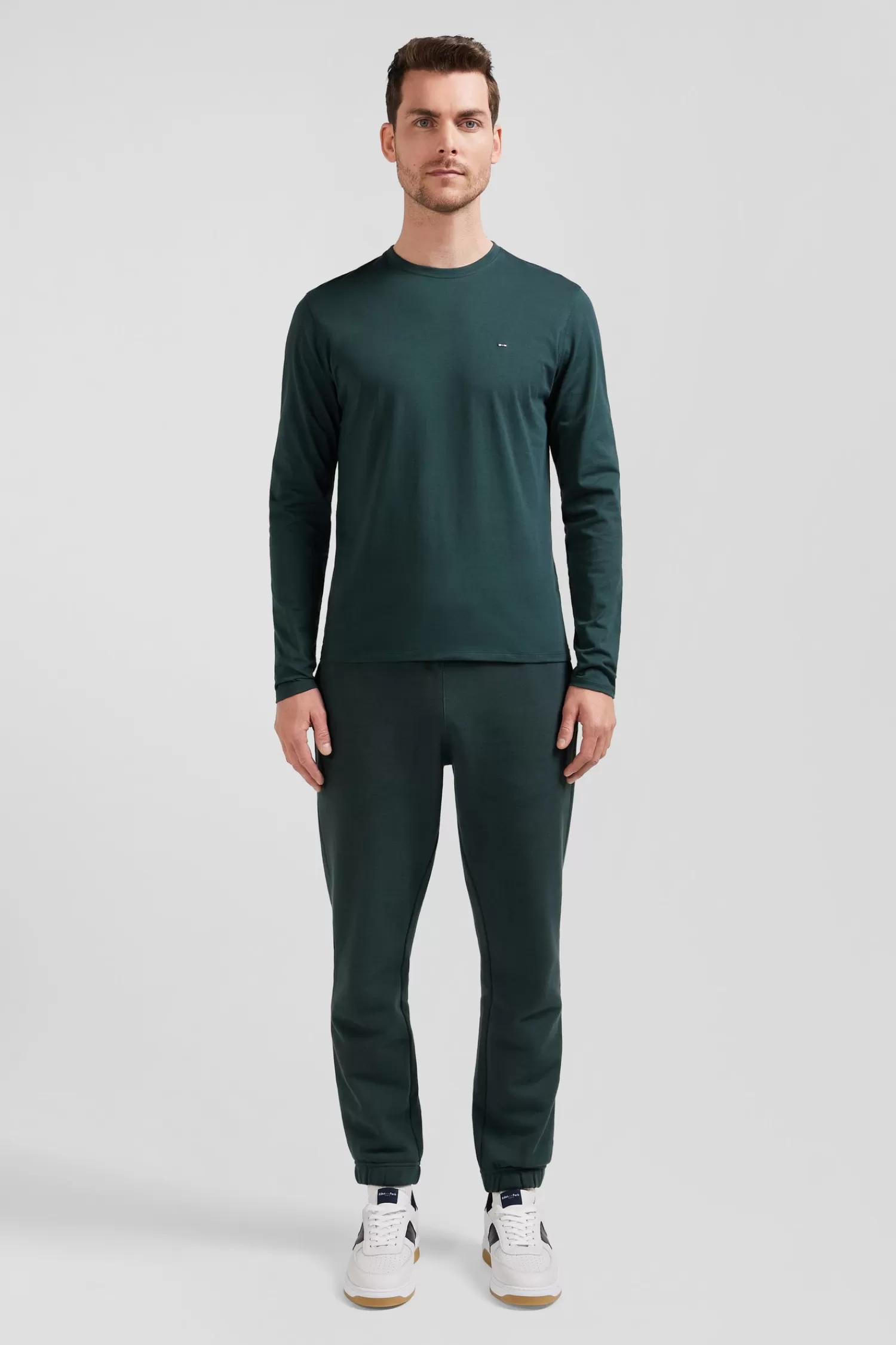 Eden Park Regular blue-green long-sleeved Pima cotton T-shirt< T-shirts