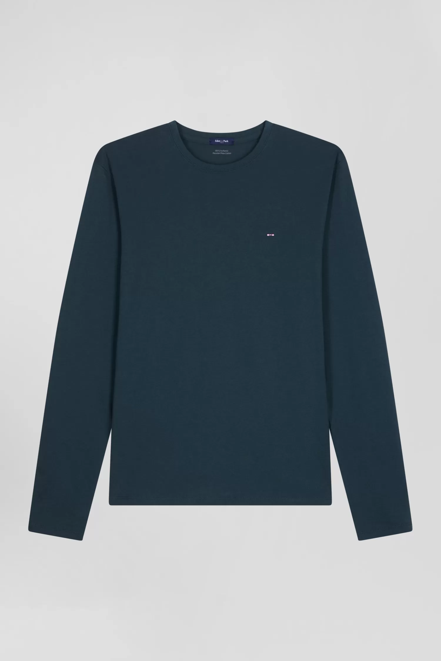Eden Park Regular blue-green long-sleeved Pima cotton T-shirt< T-shirts