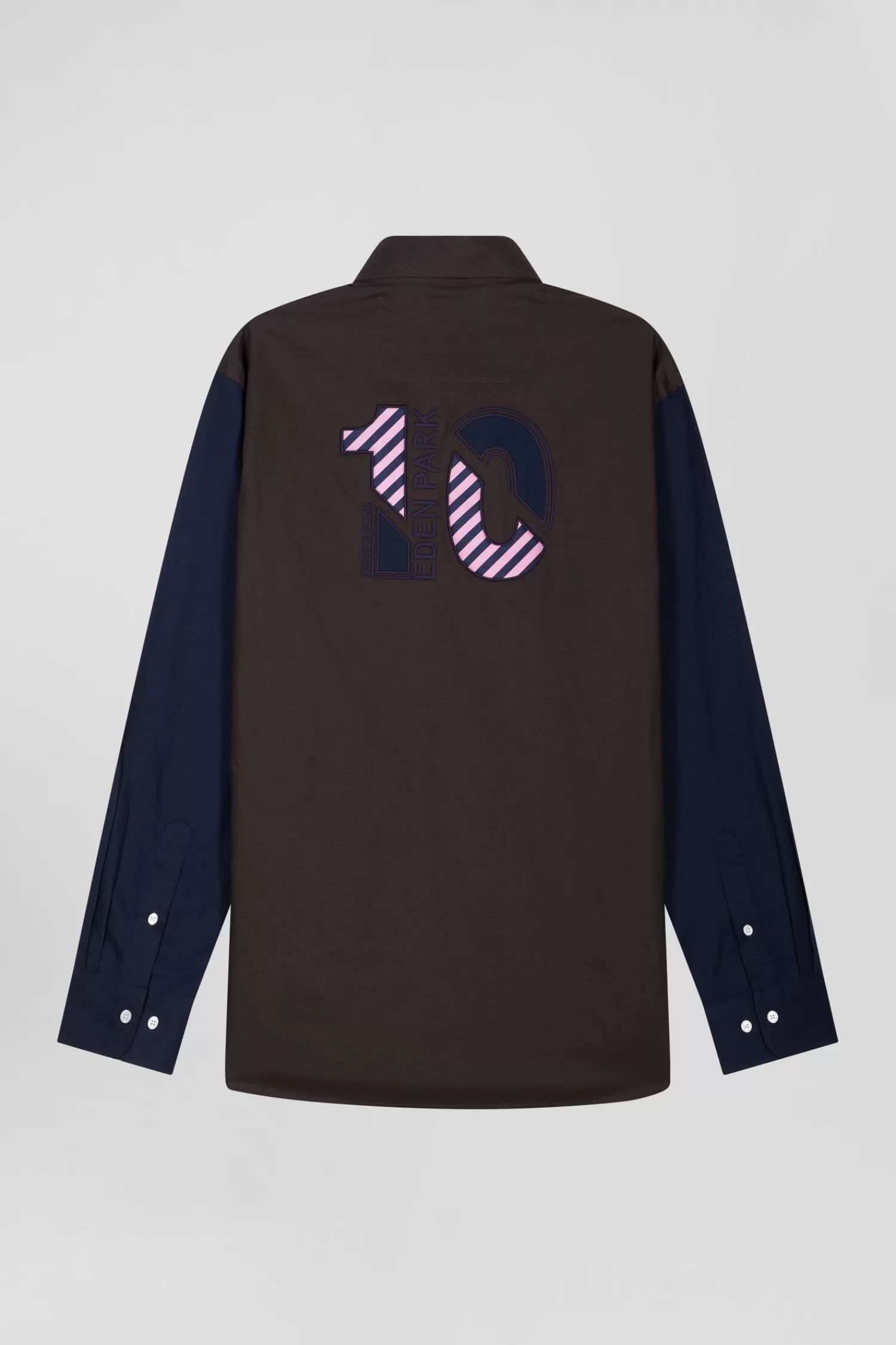 Eden Park Regular brown and navy oxford cotton shirt N°10 embroidery< Shirts