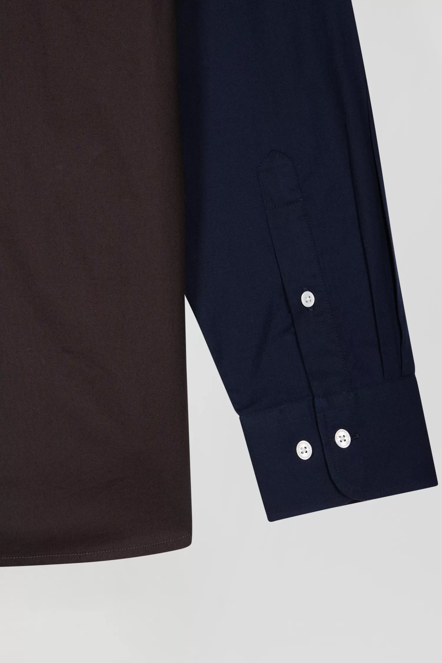 Eden Park Regular brown and navy oxford cotton shirt N°10 embroidery< Shirts