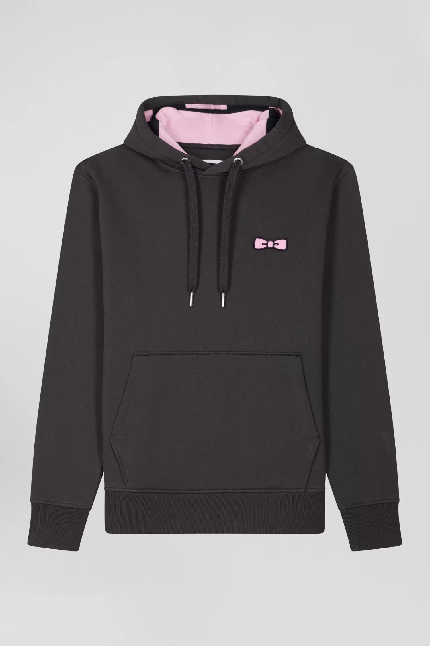 Eden Park Regular brown brushed cotton fleece hoodie with embroidery< Sweatshirts