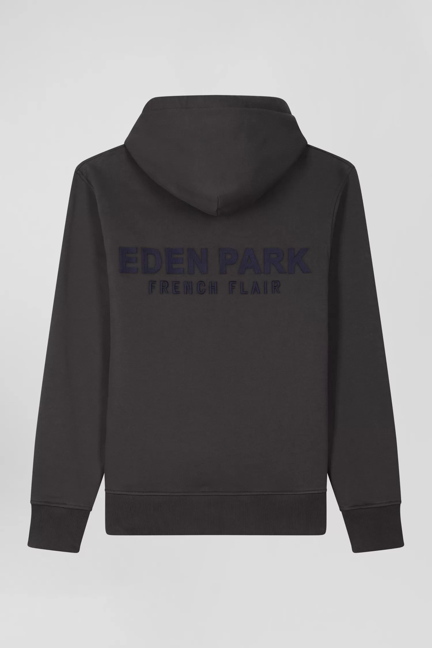 Eden Park Regular brown brushed cotton fleece hoodie with embroidery< Sweatshirts