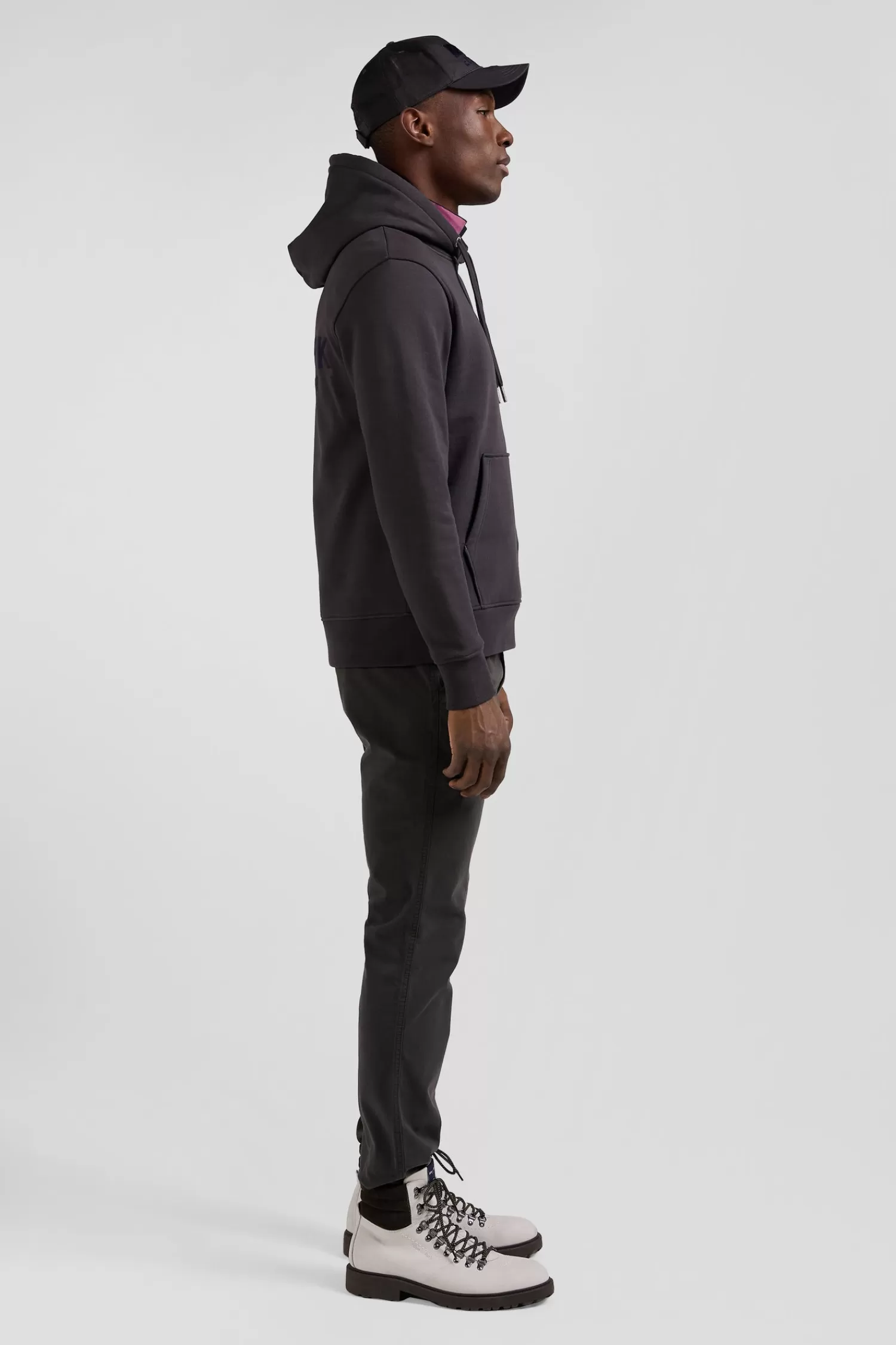 Eden Park Regular brown brushed cotton fleece hoodie with embroidery< Sweatshirts